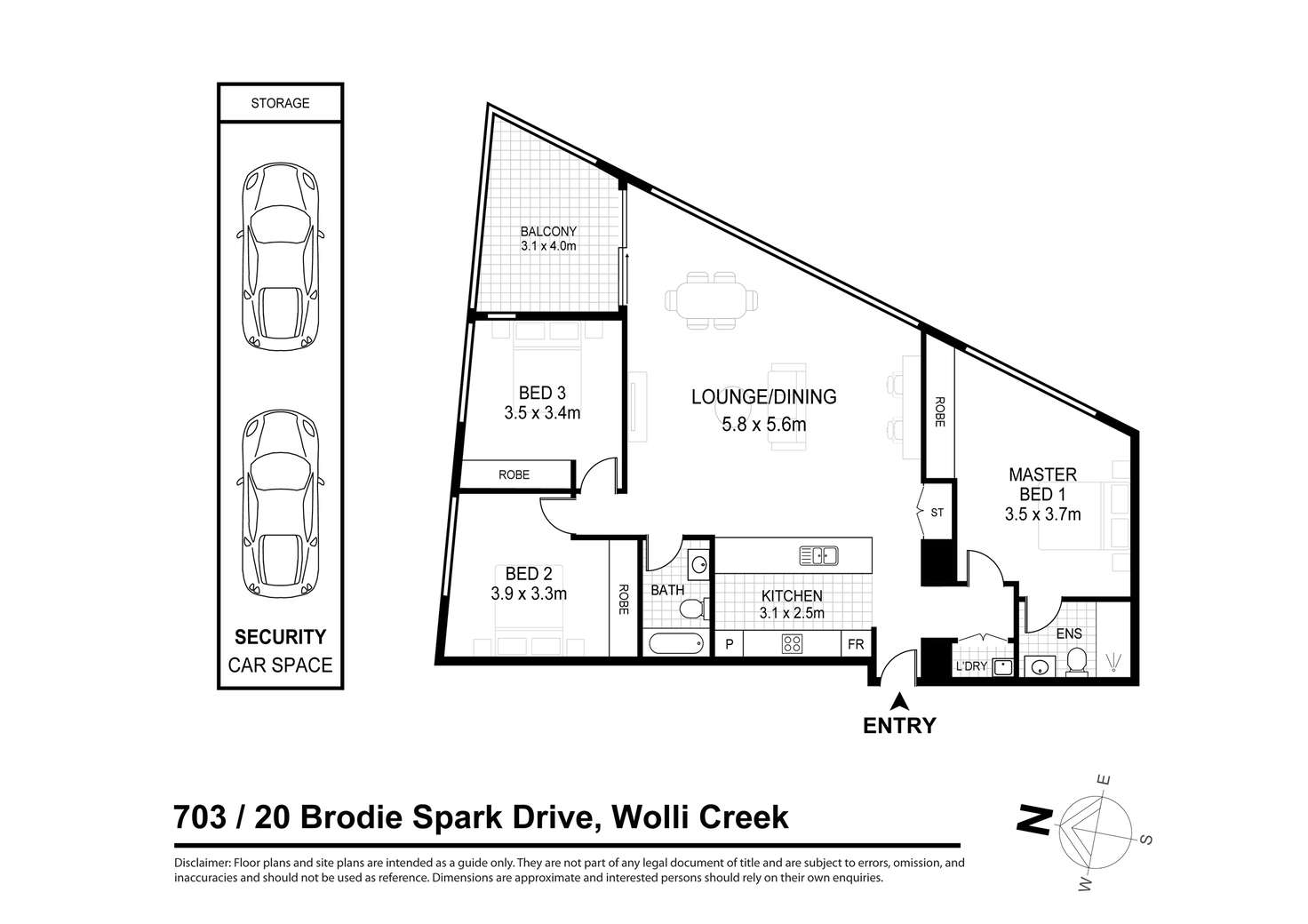 Floorplan of Homely apartment listing, 703/20 Brodie Spark Drive, Wolli Creek NSW 2205