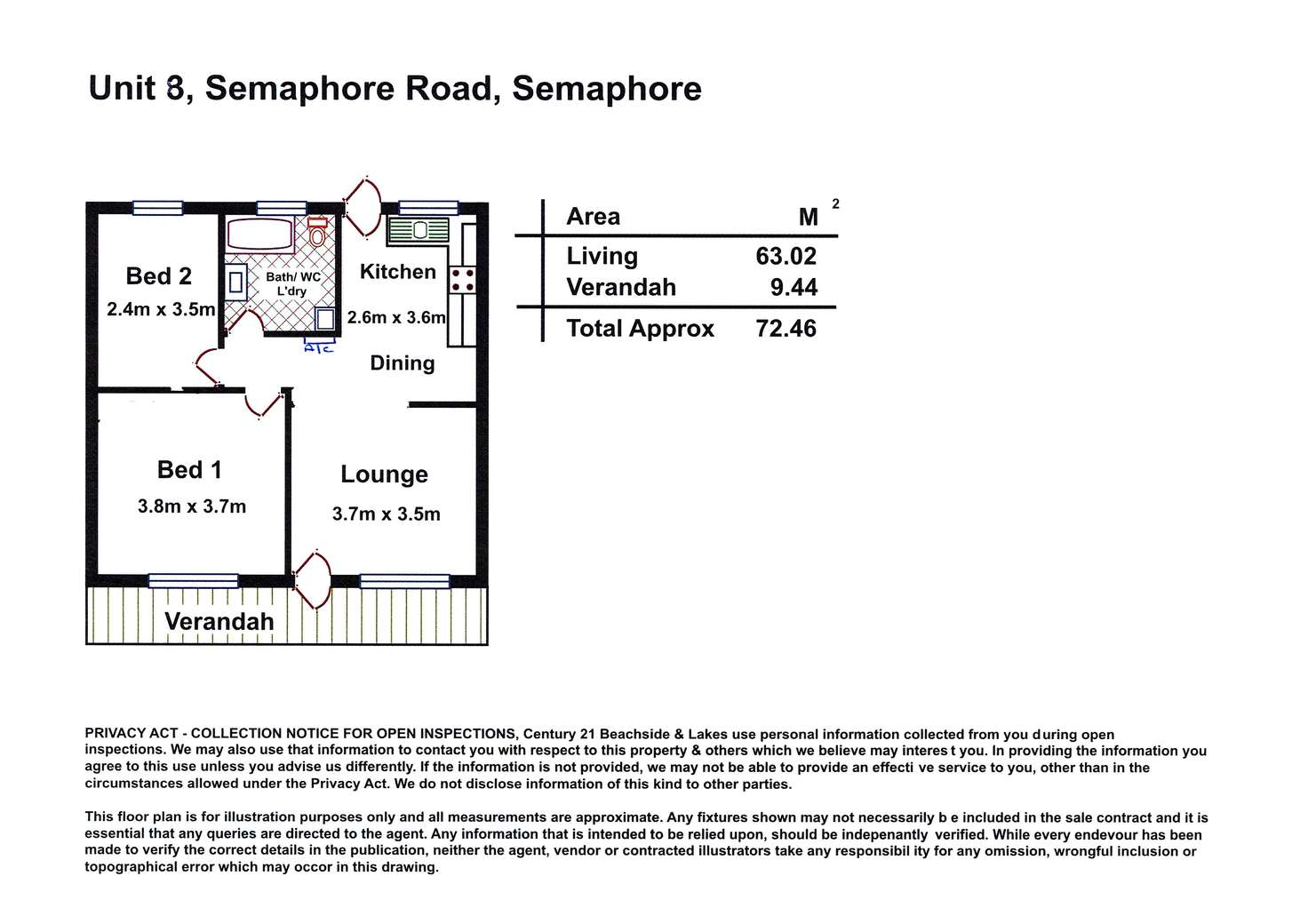 Floorplan of Homely unit listing, 8/30 Semaphore Road, Semaphore SA 5019