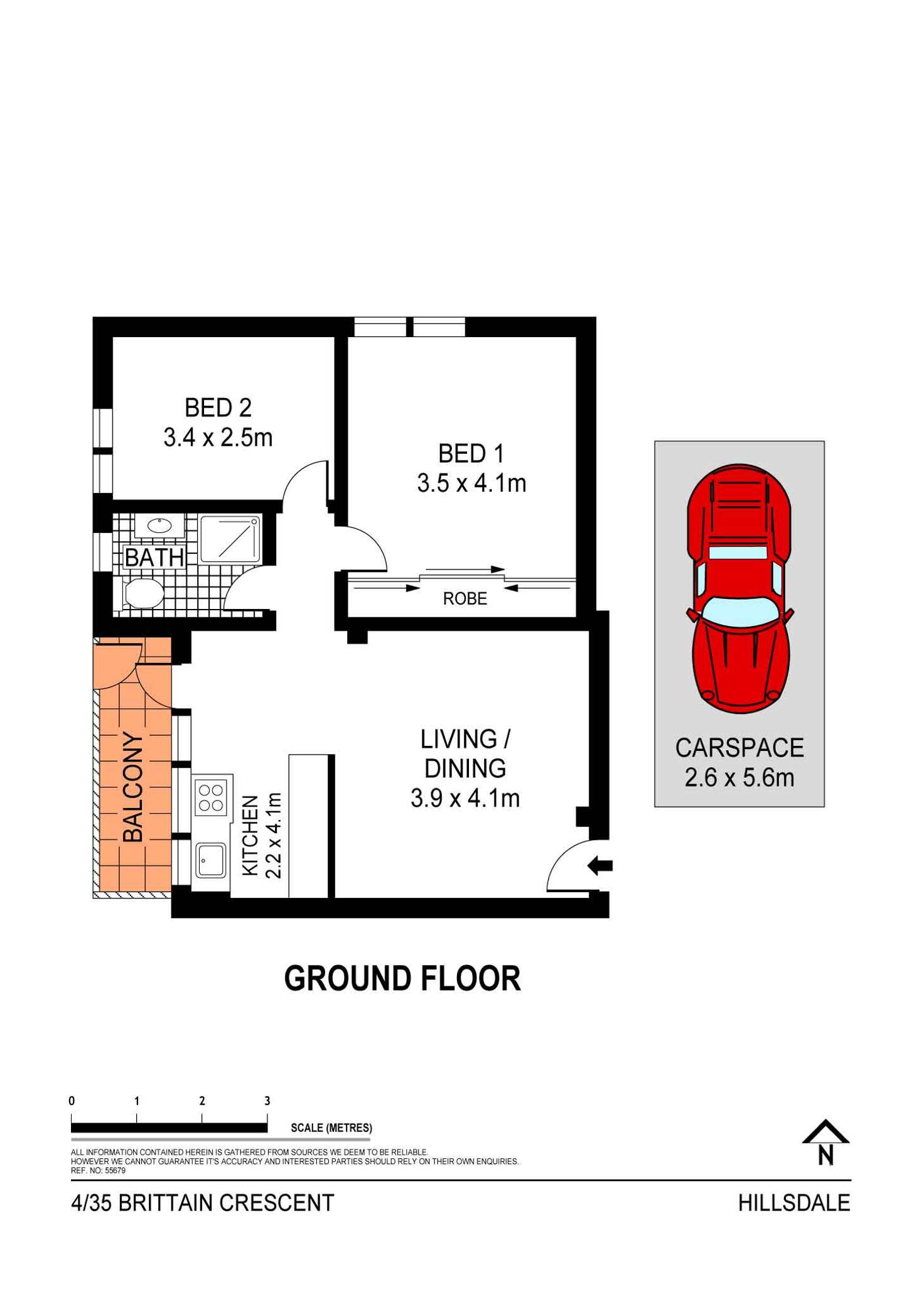 Floorplan of Homely apartment listing, 4/35 Brittain Crescent, Hillsdale NSW 2036
