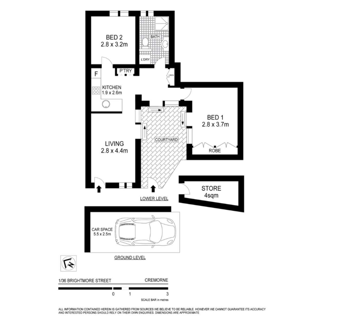 Floorplan of Homely semiDetached listing, 1/36 Brightmore Street, Cremorne NSW 2090