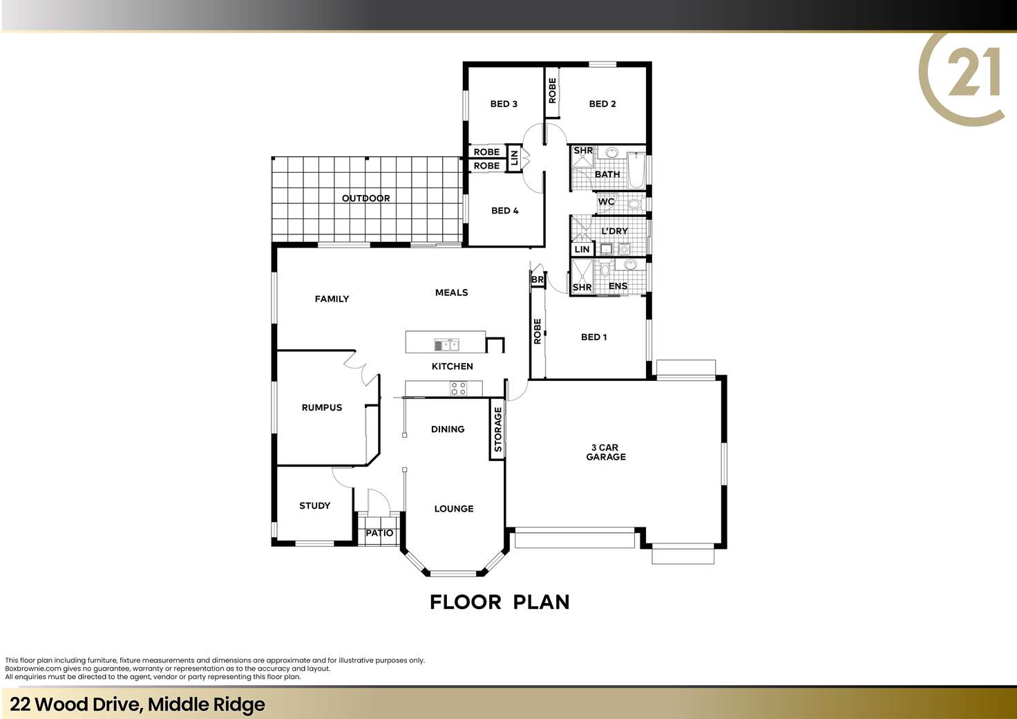 Floorplan of Homely house listing, 22 Wood Drive, Middle Ridge QLD 4350