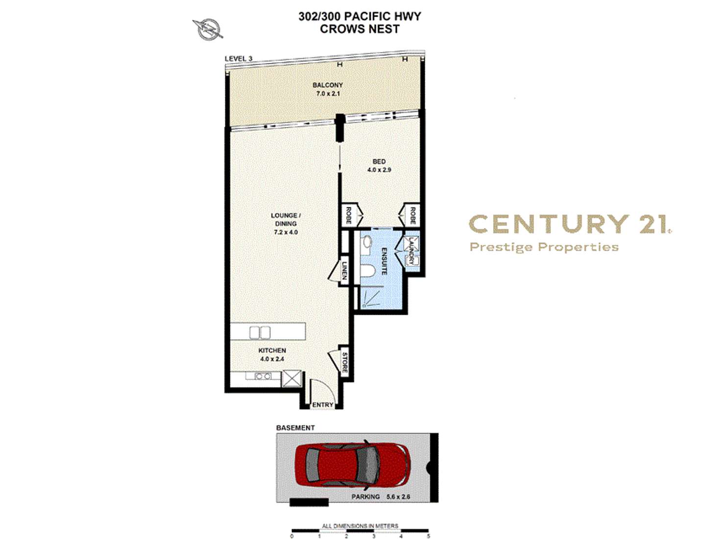 Floorplan of Homely apartment listing, 302/300 Pacific Highway, Crows Nest NSW 2065