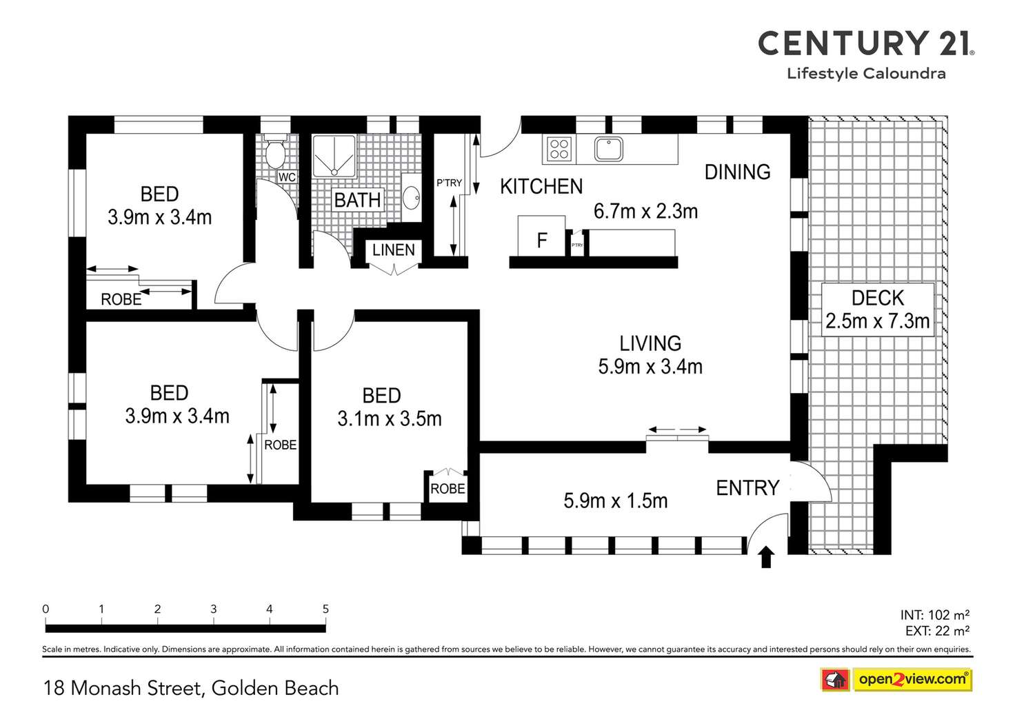 Floorplan of Homely acreageSemiRural listing, 18 Monash Street, Golden Beach QLD 4551