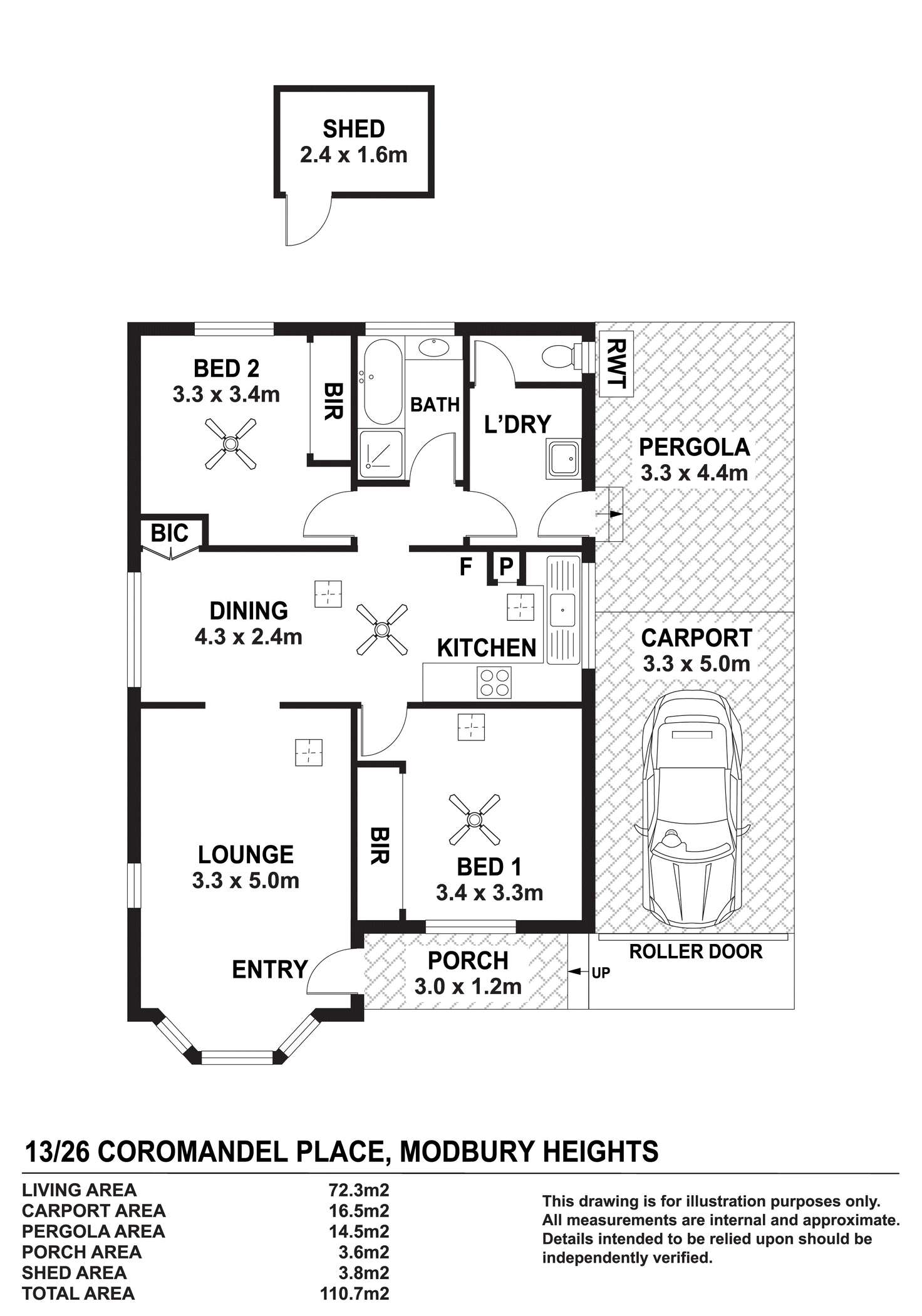Floorplan of Homely unit listing, 13/26 Coromandel Place, Modbury Heights SA 5092