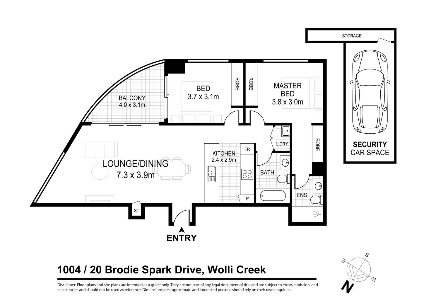 Floorplan of Homely apartment listing, 1004/20 Brodie Spark Drive, Wolli Creek NSW 2205