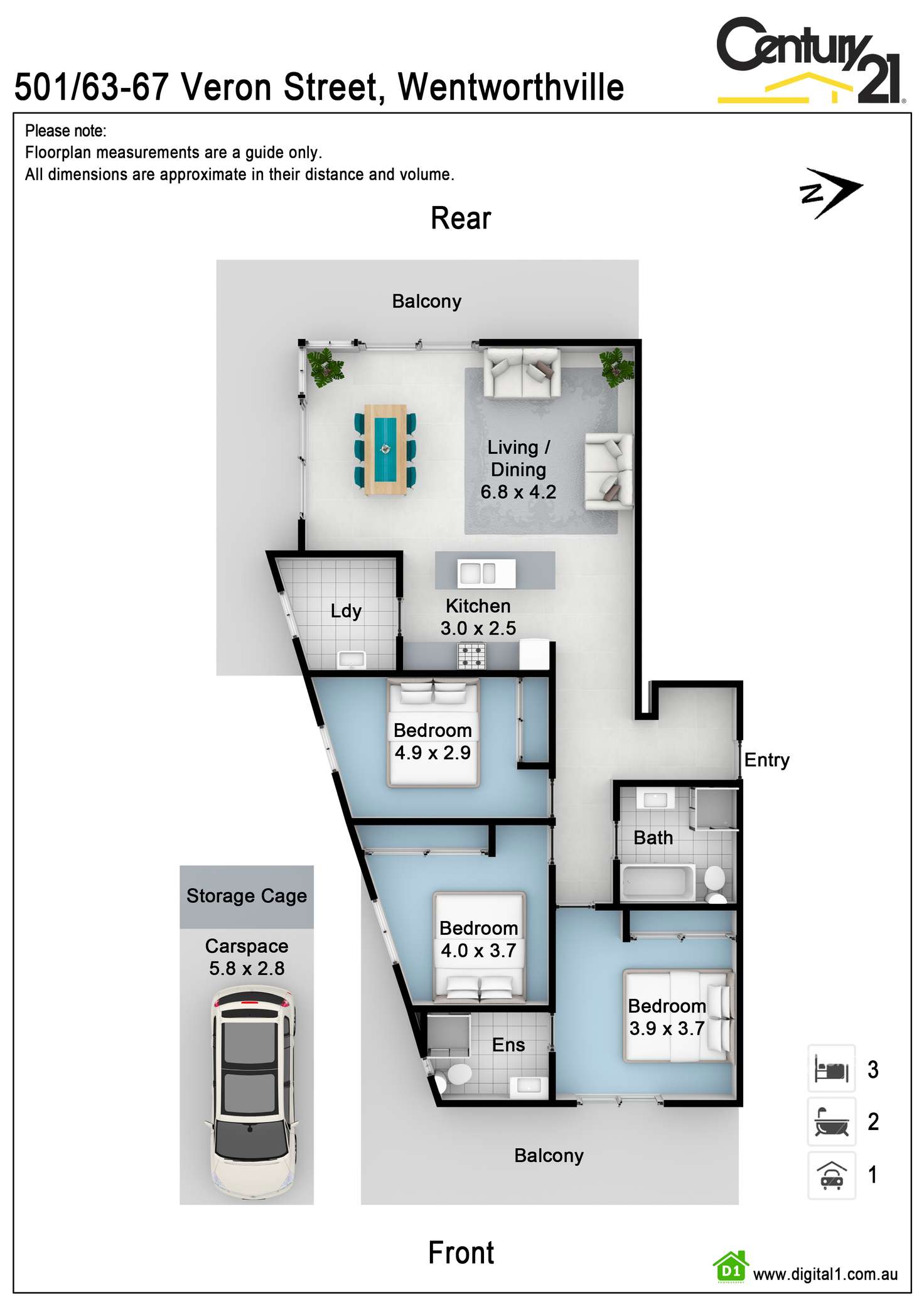 Floorplan of Homely apartment listing, 501/63-67 Veron Street, Wentworthville NSW 2145