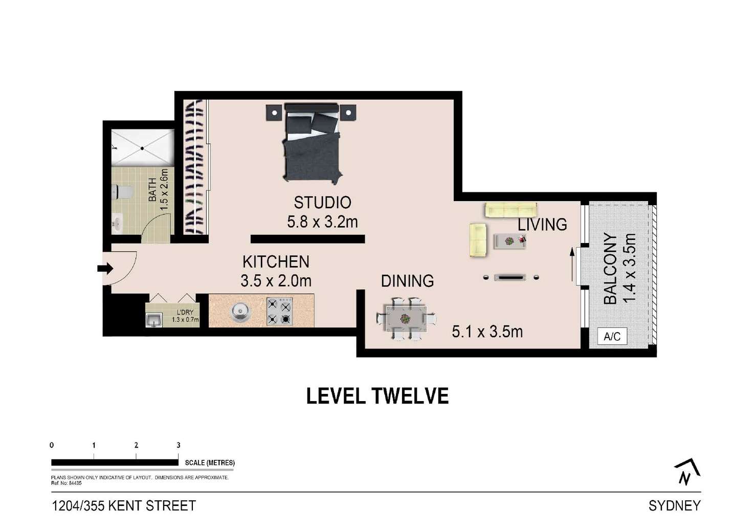 Floorplan of Homely apartment listing, 1204/355 Kent Street, Sydney NSW 2000