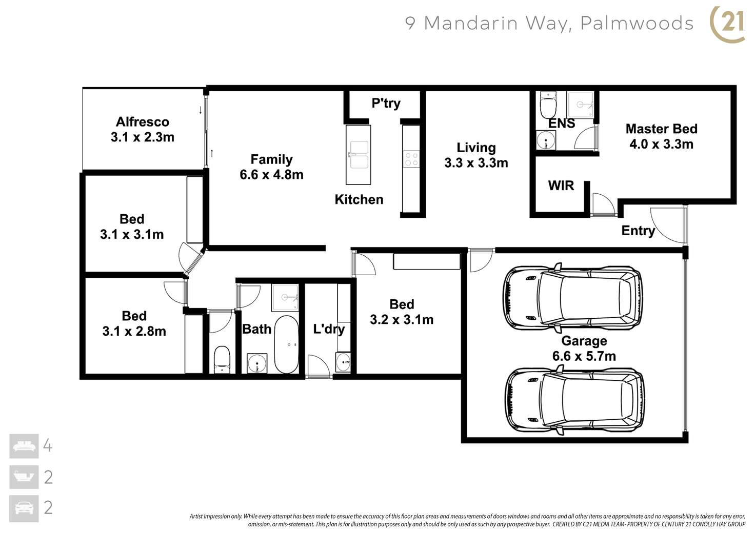 Floorplan of Homely house listing, 9 Mandarin Way, Palmwoods QLD 4555