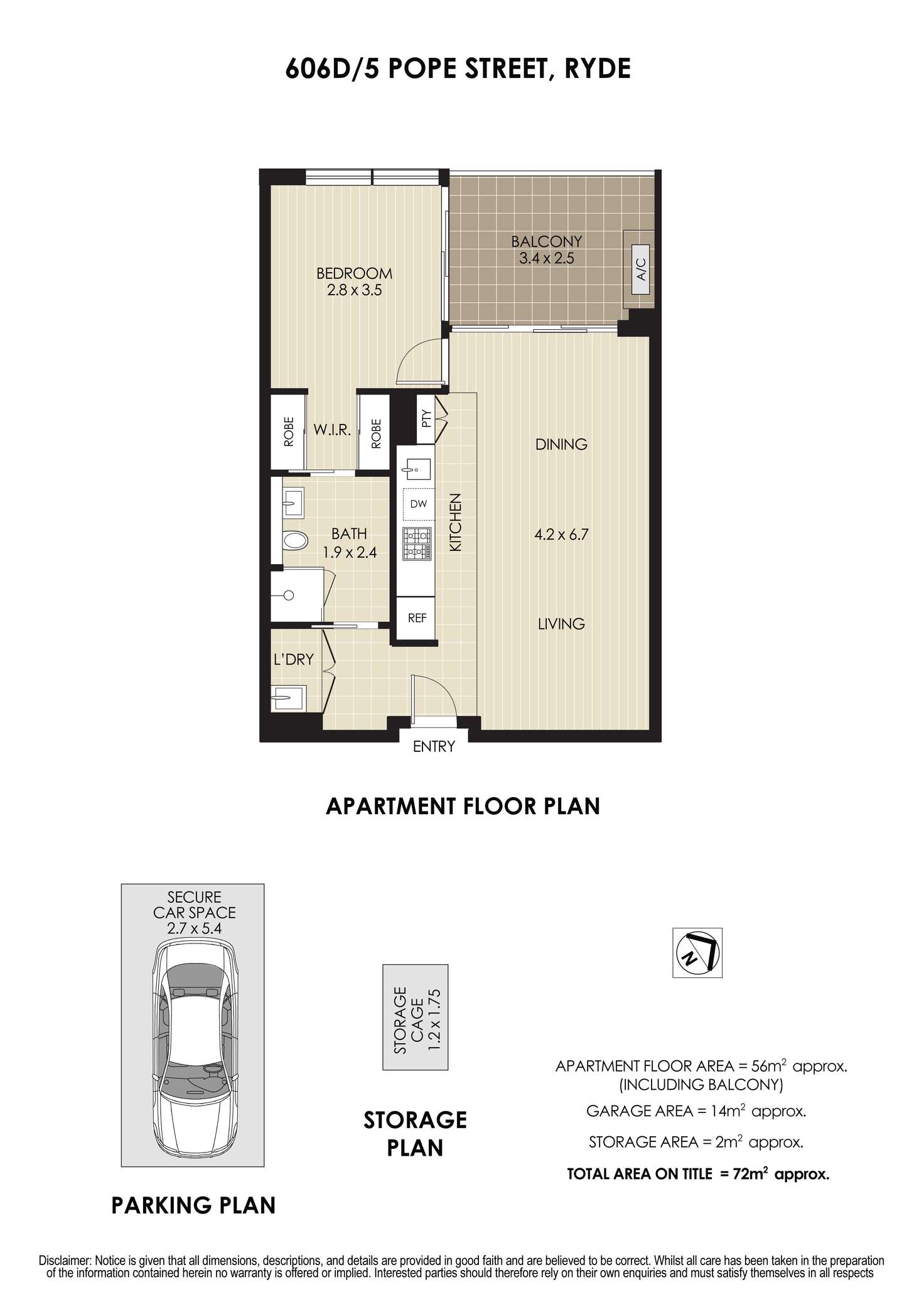 Floorplan of Homely apartment listing, 606D/5 Pope Street, Ryde NSW 2112