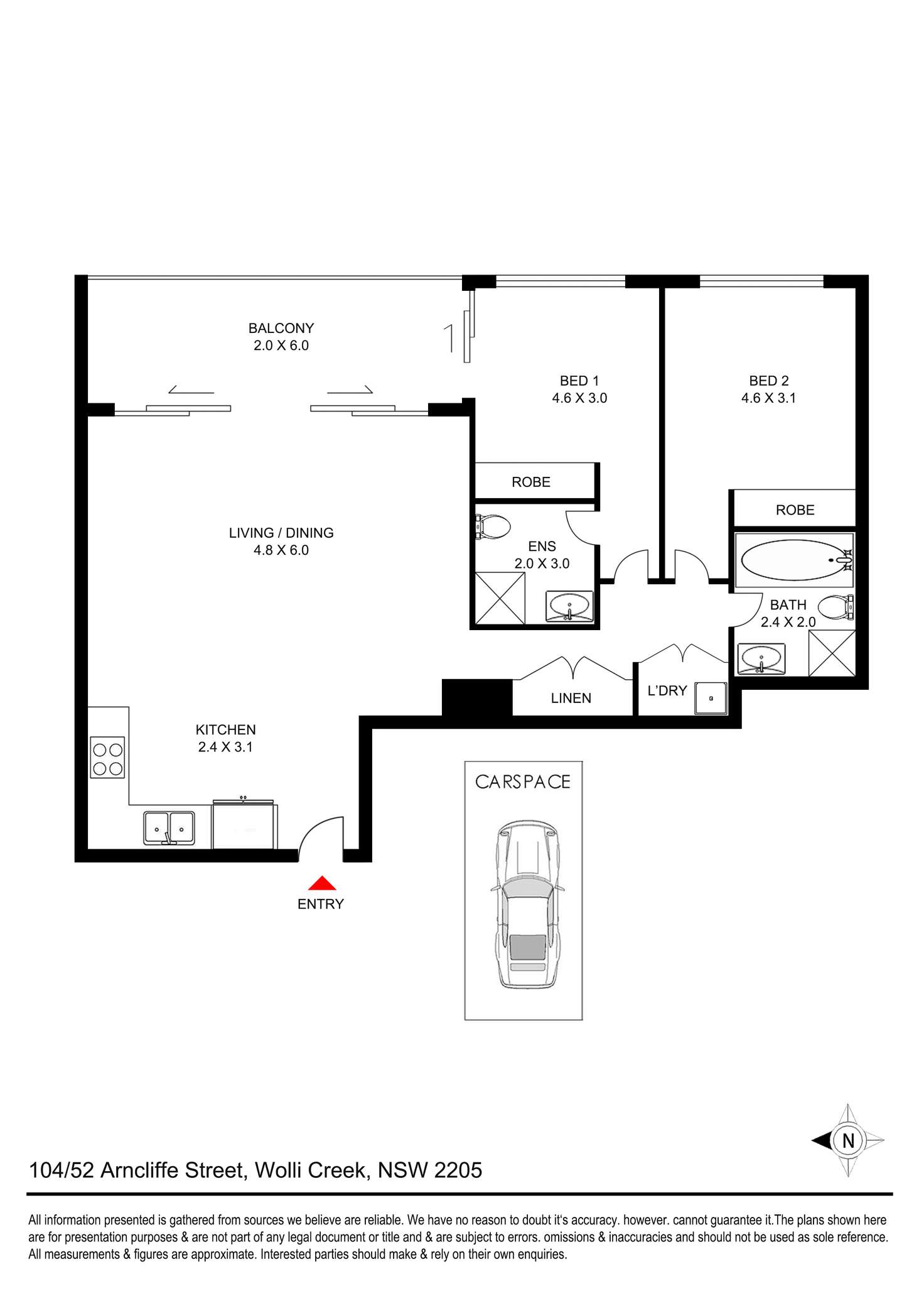 Floorplan of Homely apartment listing, 104/52 Arncliffe Street, Wolli Creek NSW 2205