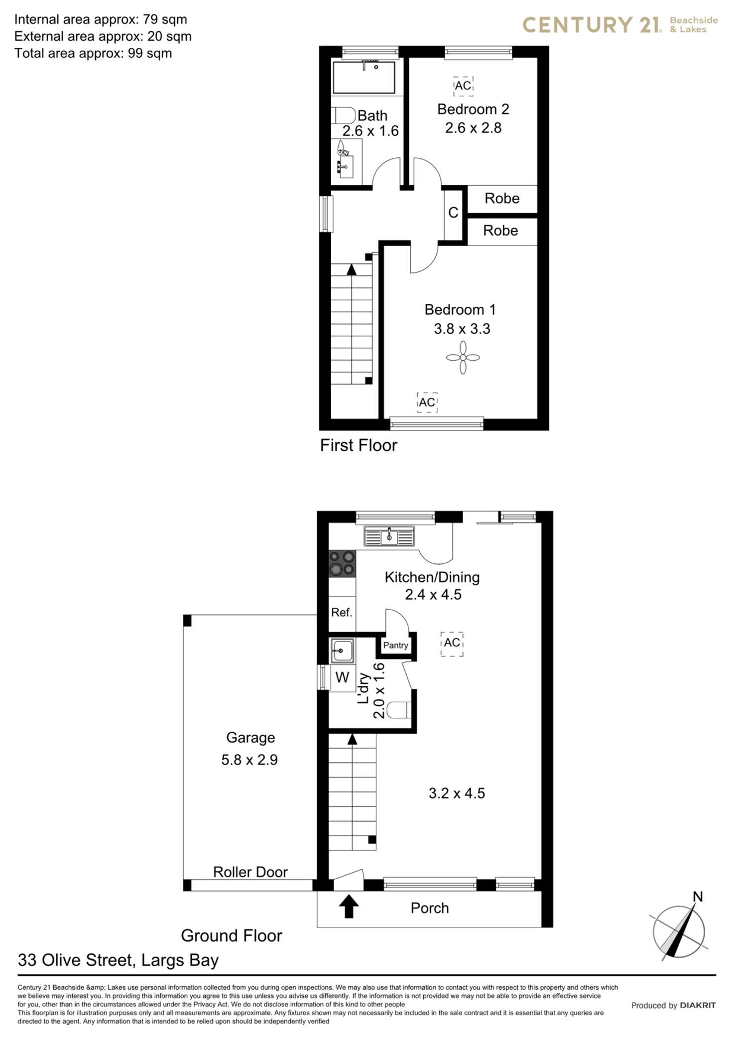 Floorplan of Homely townhouse listing, 33 Olive Street, Largs Bay SA 5016