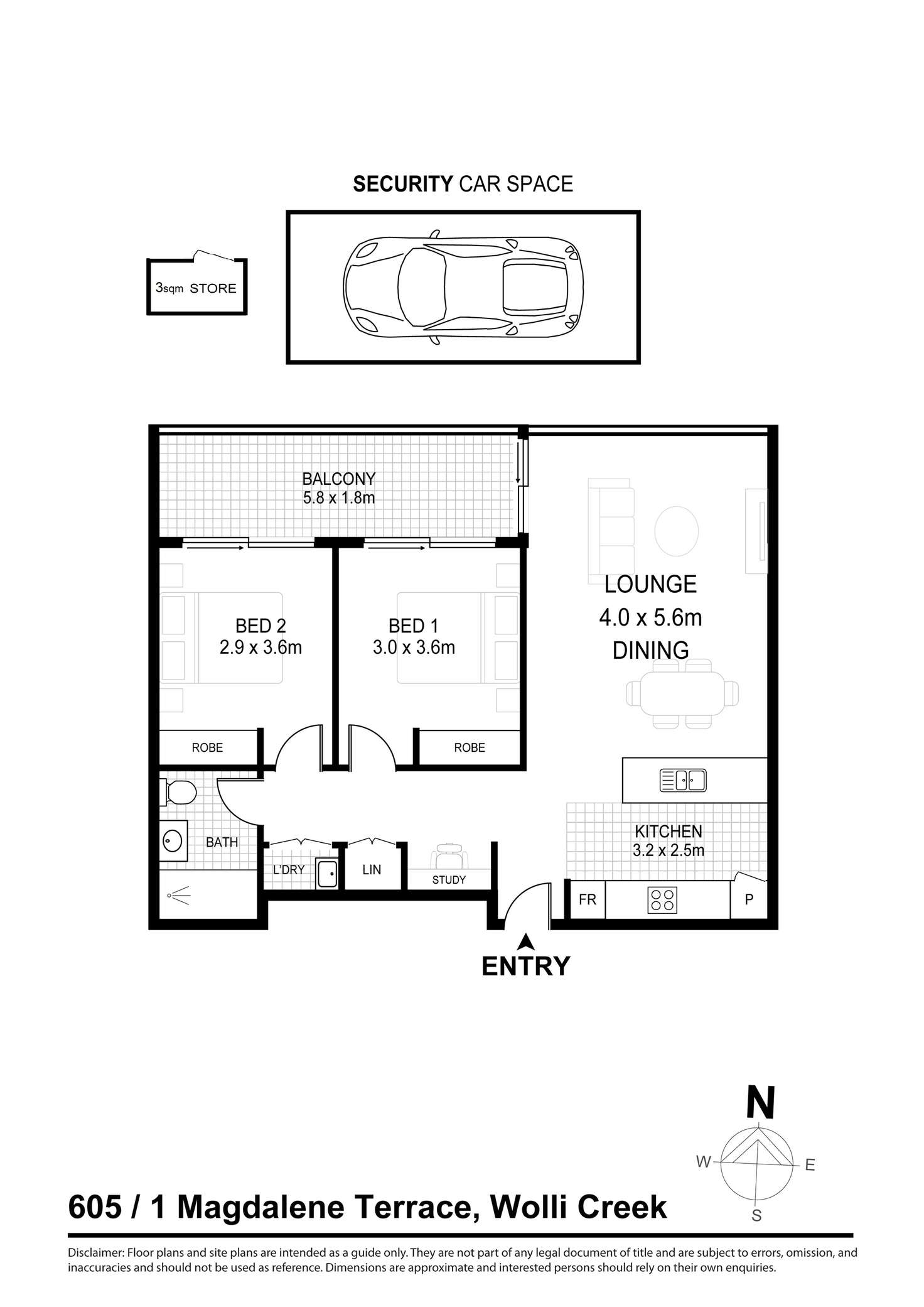 Floorplan of Homely apartment listing, 605/1 Magdalene Terrace, Wolli Creek NSW 2205