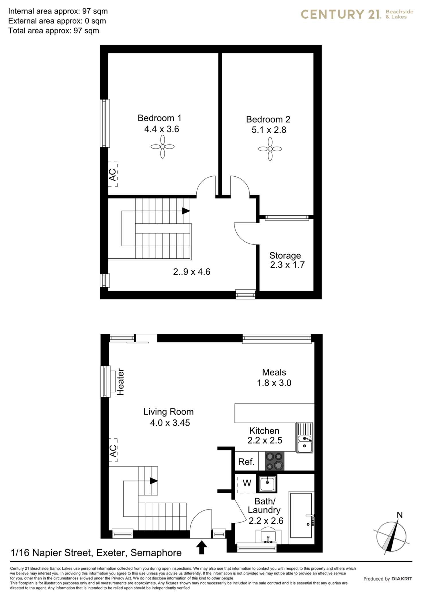 Floorplan of Homely townhouse listing, 1/16 Napier Street, Exeter SA 5019