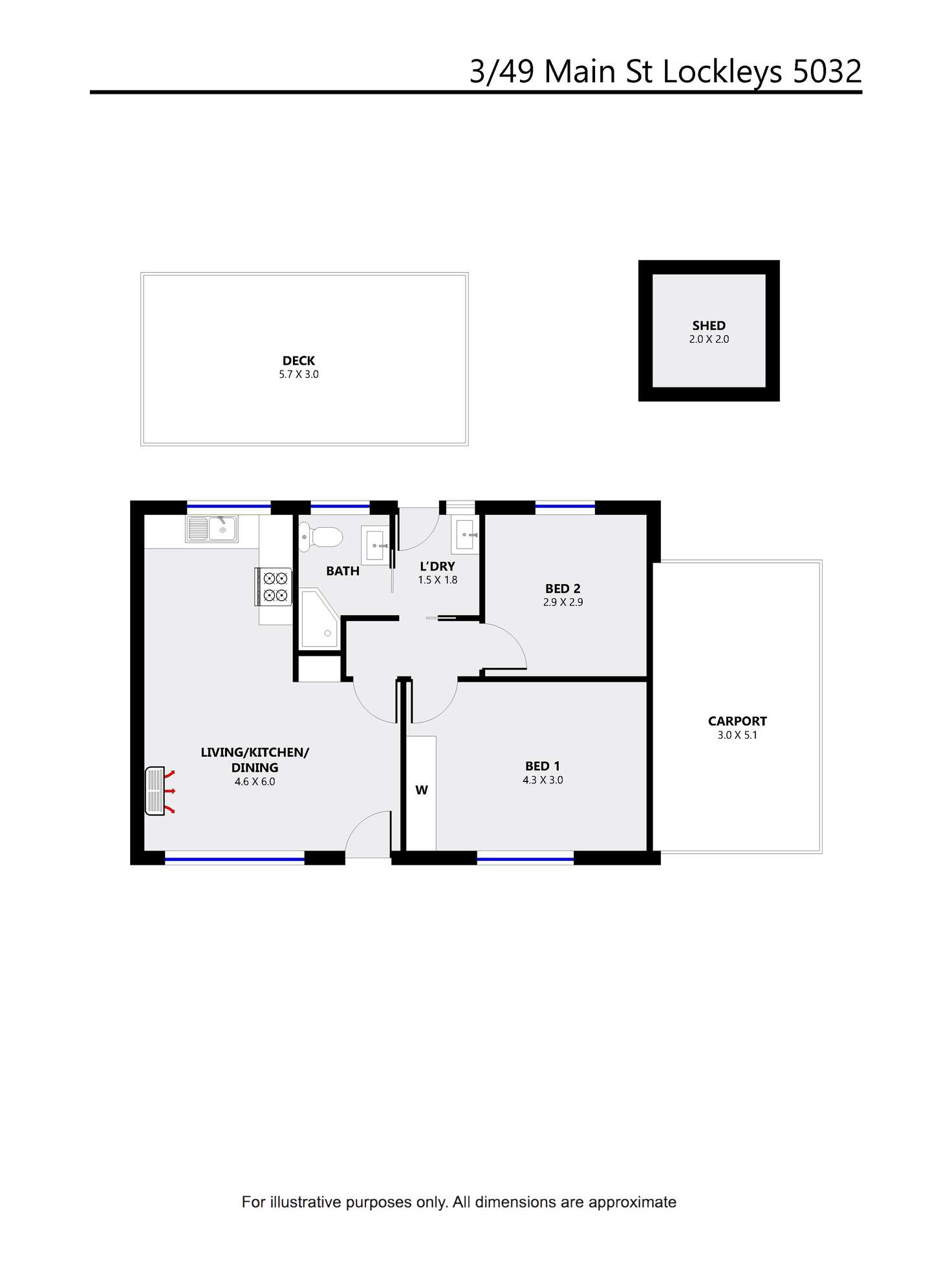Floorplan of Homely unit listing, 3/49 Main Street, Lockleys SA 5032