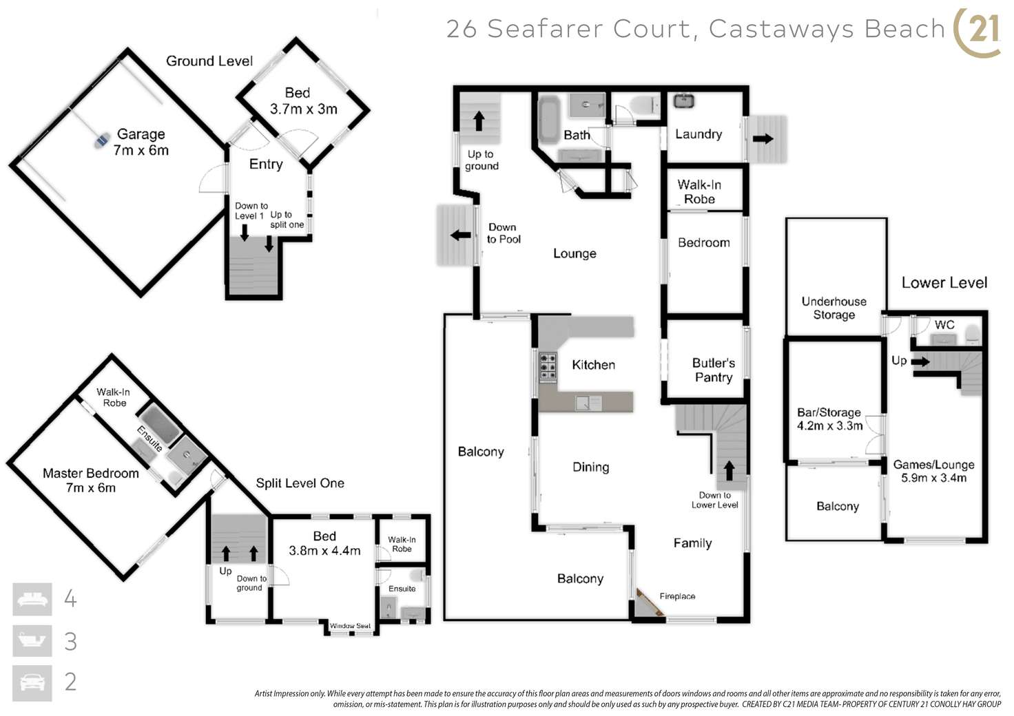 Floorplan of Homely house listing, 26 Seafarer Court, Castaways Beach QLD 4567