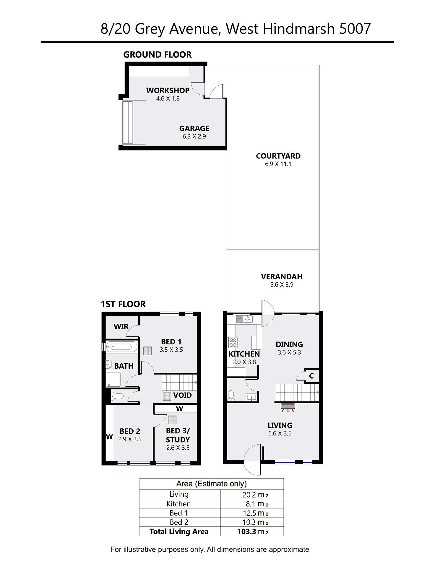 Floorplan of Homely house listing, 8/20 Grey Ave, West Hindmarsh SA 5007