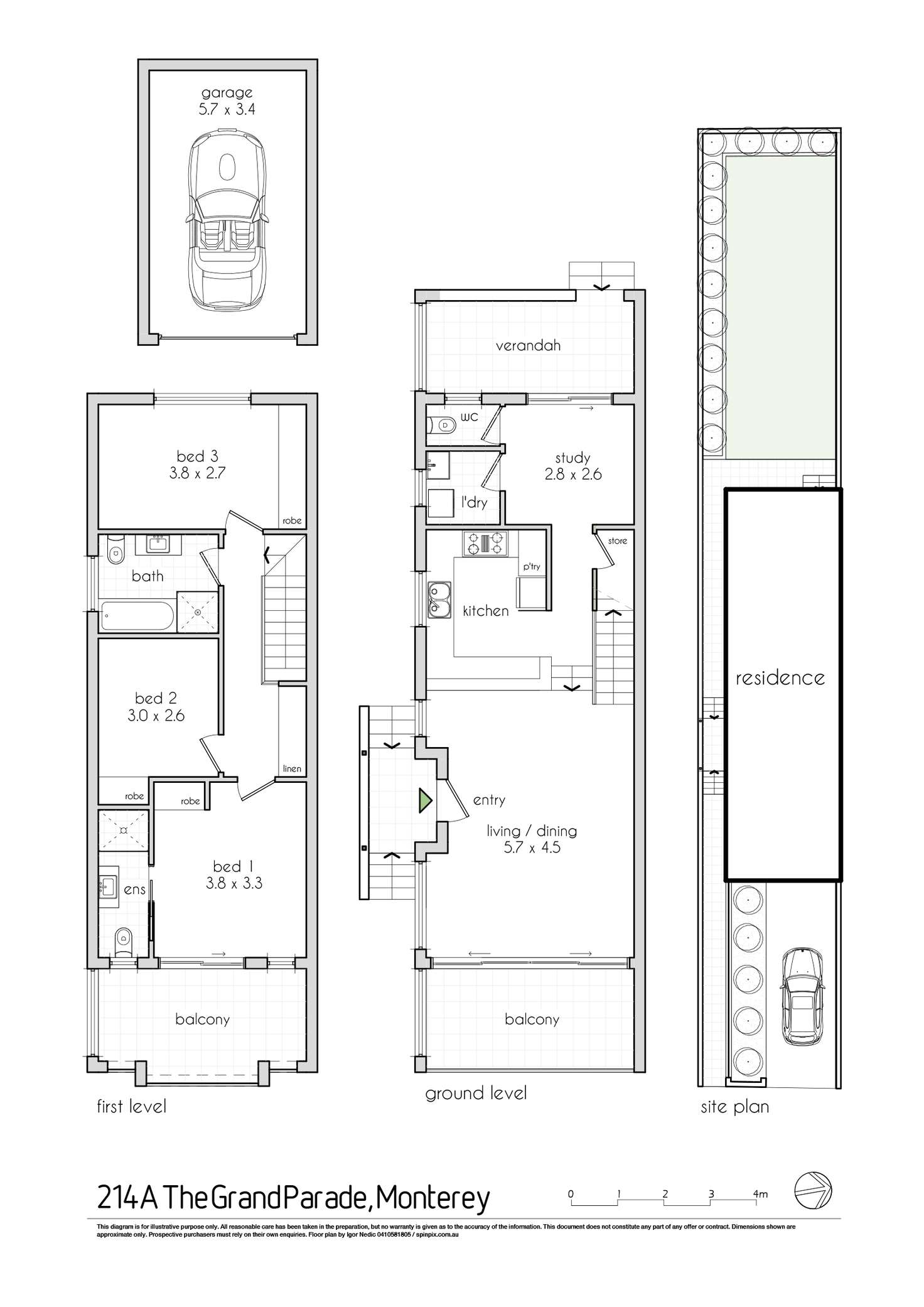 Floorplan of Homely semiDetached listing, 214A The Grand Parade, Monterey NSW 2217