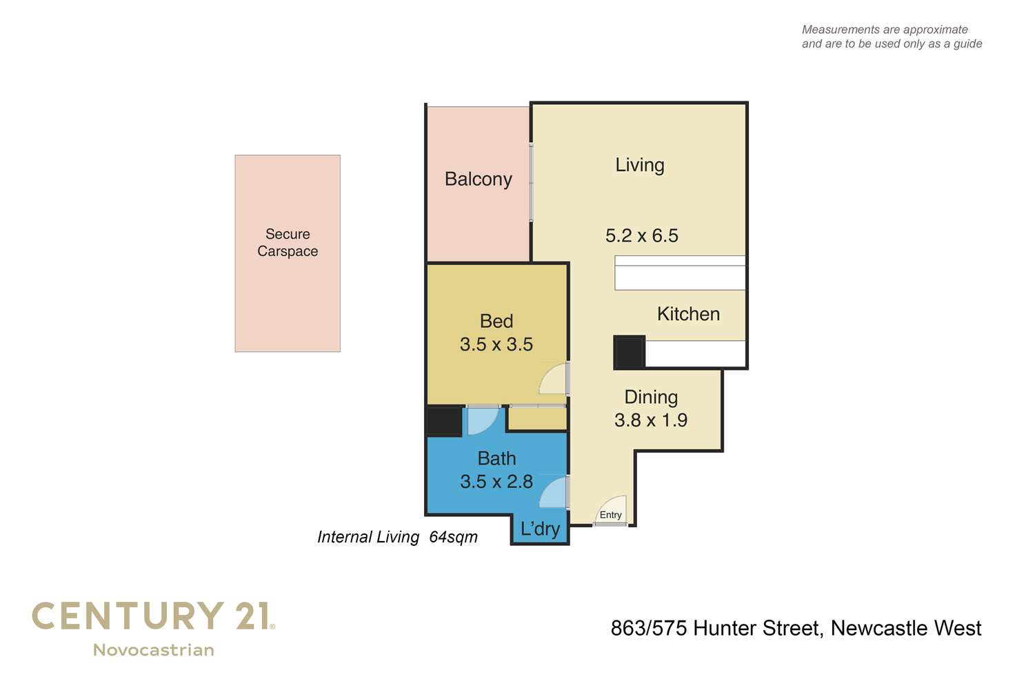 Floorplan of Homely apartment listing, 63/575 Hunter Street, Newcastle West NSW 2302