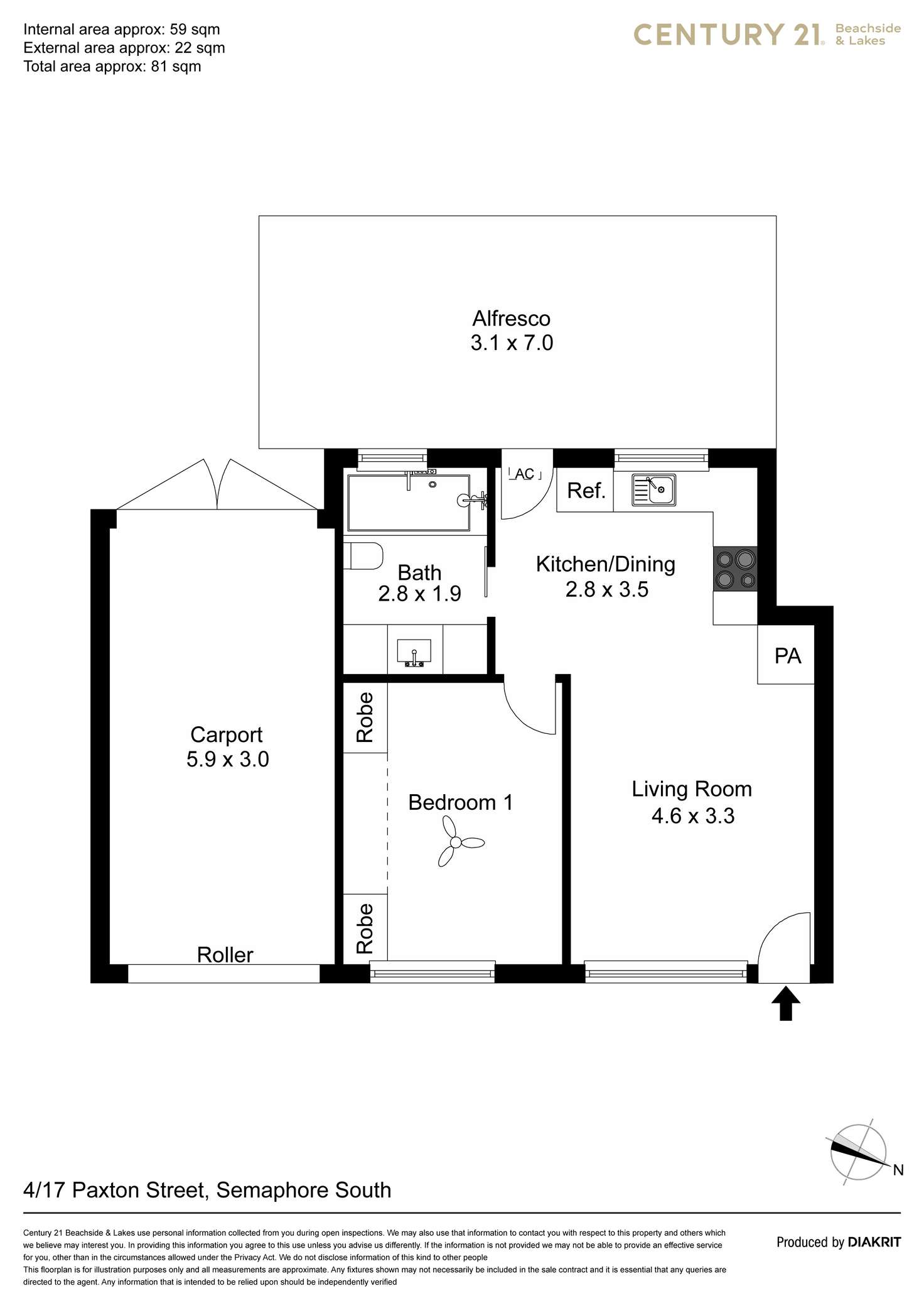 Floorplan of Homely unit listing, 4/17 Paxton Street, Semaphore South SA 5019