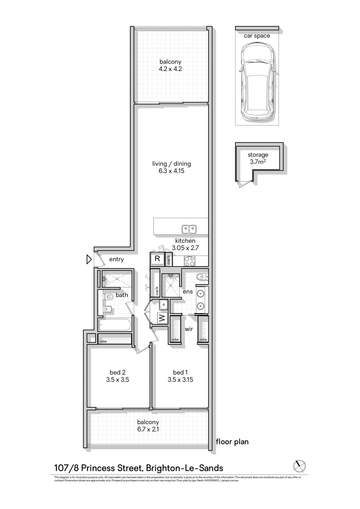 Floorplan of Homely apartment listing, 107/8 Princess Street, Brighton-Le-Sands NSW 2216