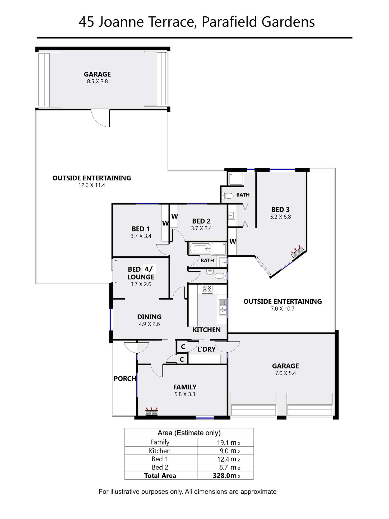 Floorplan of Homely house listing, 45 Joanne Tce, Parafield Gardens SA 5107