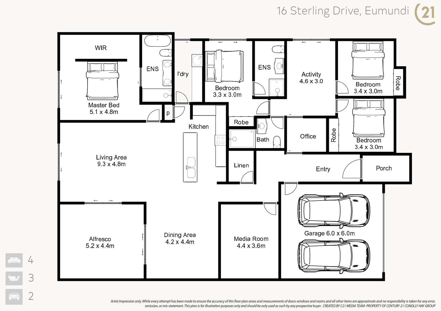 Floorplan of Homely house listing, 16 Sterling Drive, Eumundi QLD 4562