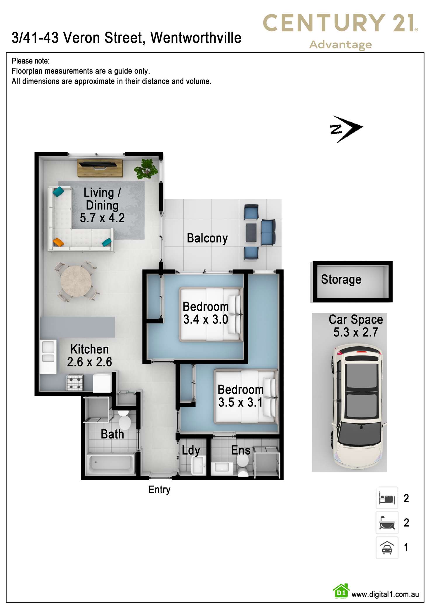 Floorplan of Homely apartment listing, 3/41-43 Veron Street, Wentworthville NSW 2145