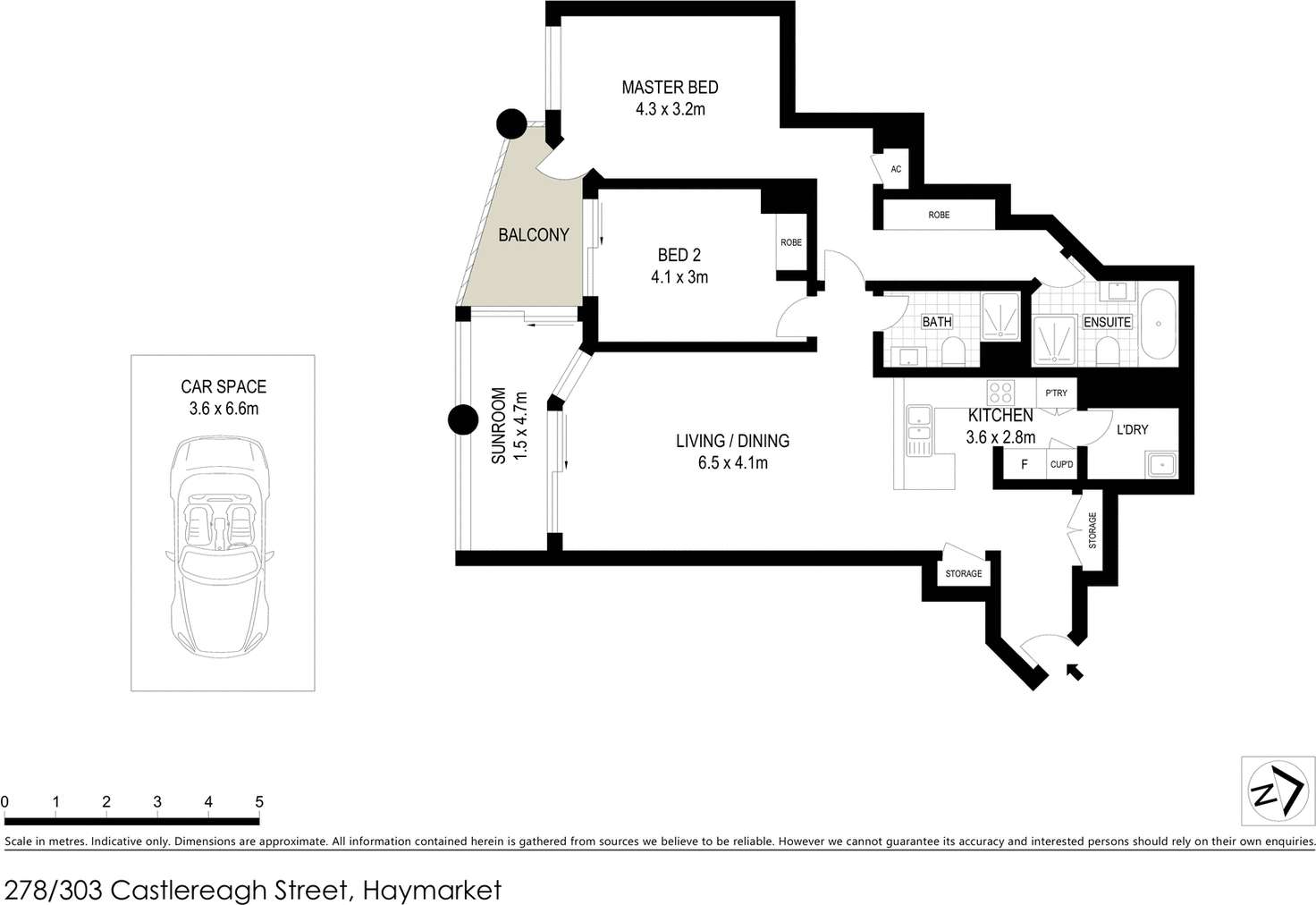 Floorplan of Homely apartment listing, 278/303 Castlereagh Street, Haymarket NSW 2000