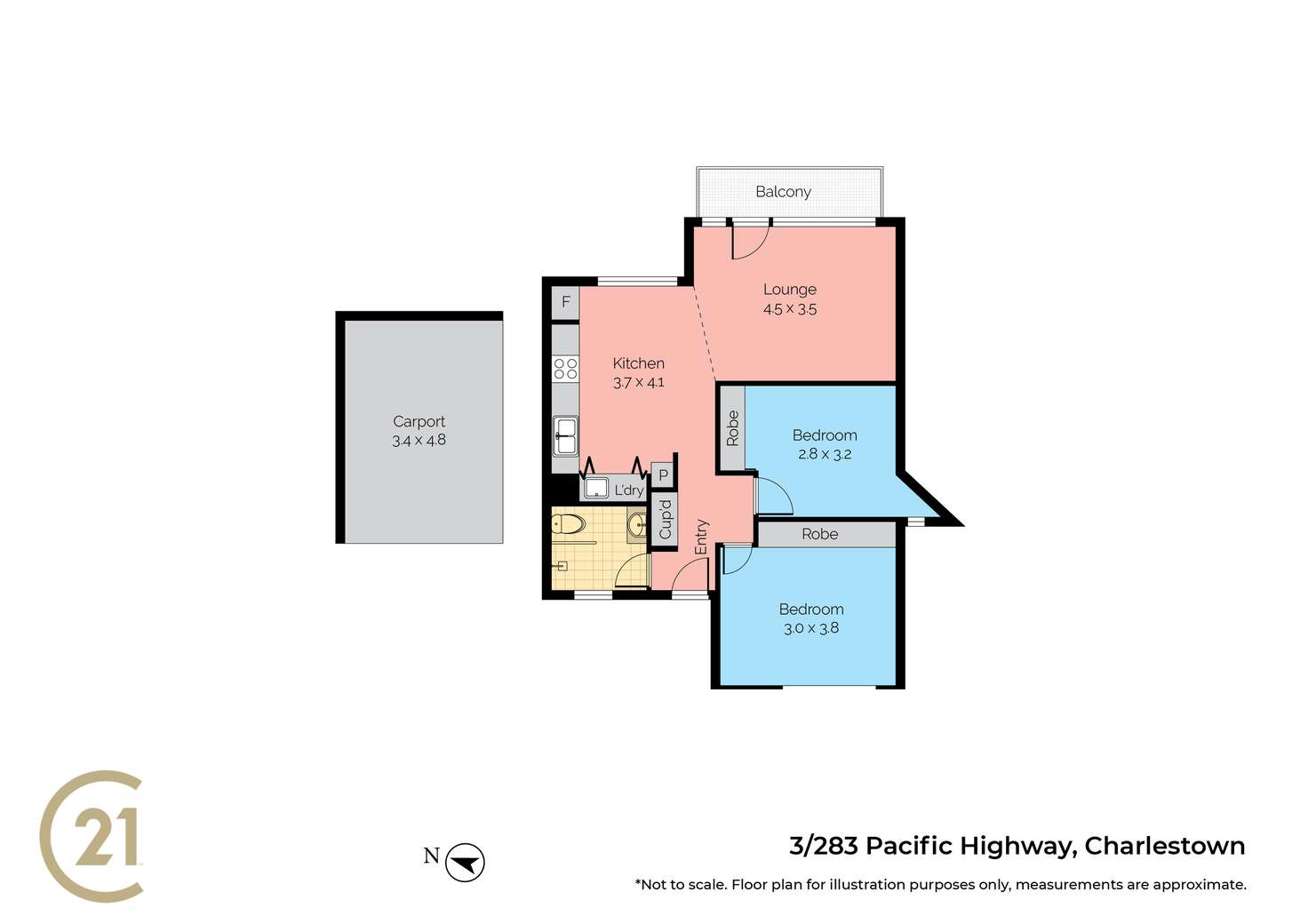 Floorplan of Homely unit listing, 3/283 Pacific Highway, Charlestown NSW 2290