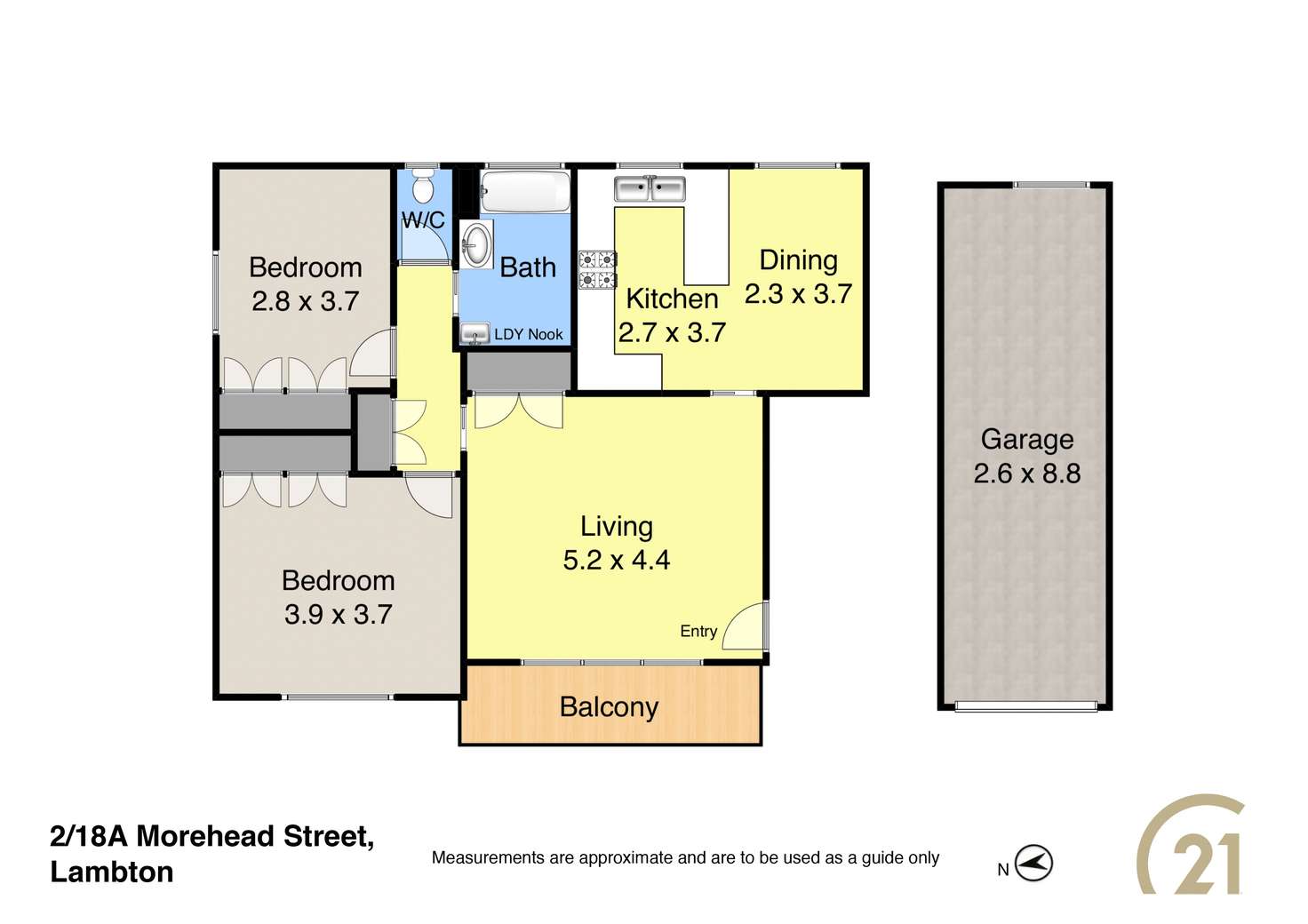 Floorplan of Homely unit listing, 2/18A Morehead Street, Lambton NSW 2299