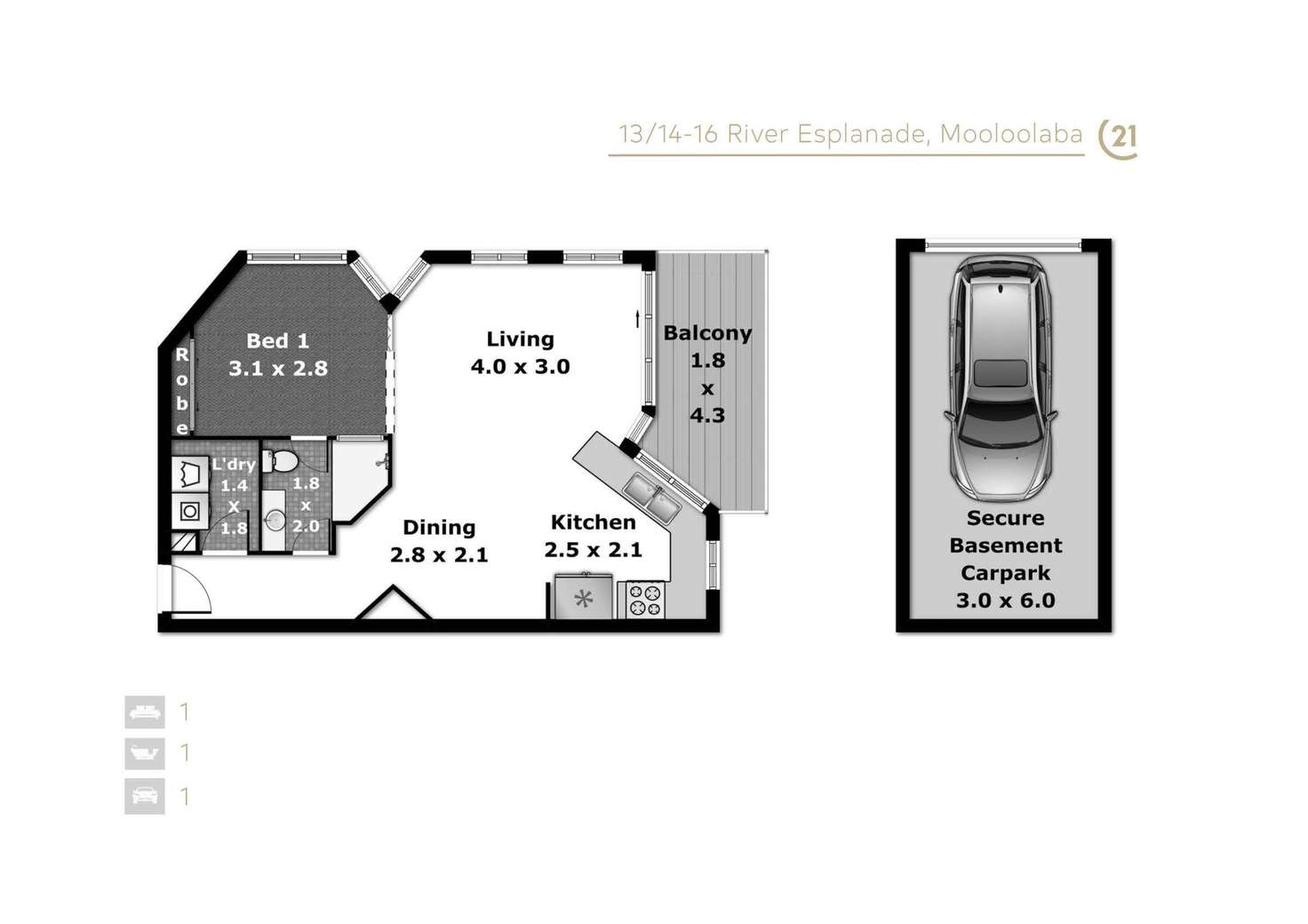 Floorplan of Homely unit listing, U13/14-16 River Esplanade, Mooloolaba QLD 4557