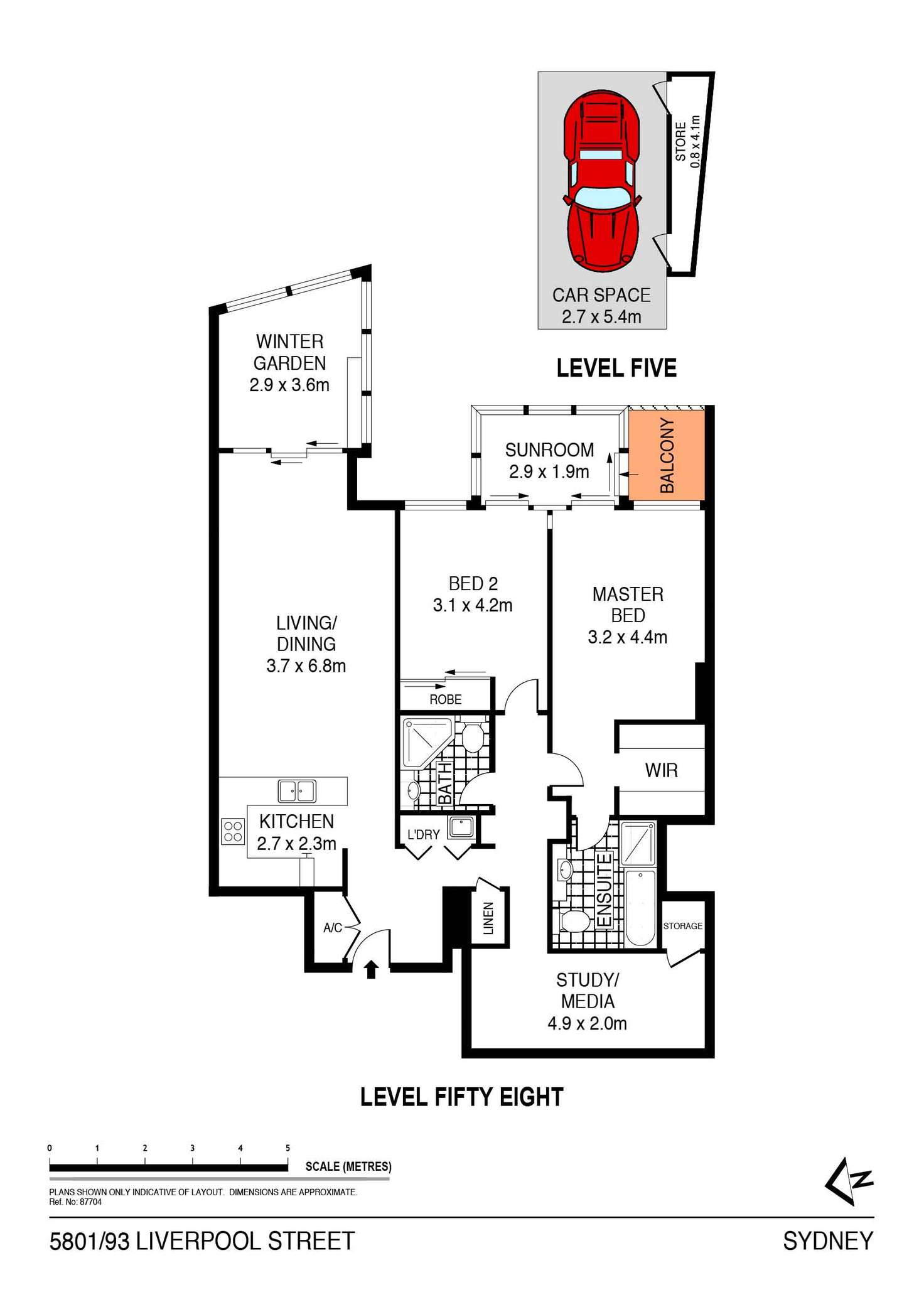 Floorplan of Homely apartment listing, 5801/93 Liverpool St, Sydney NSW 2000