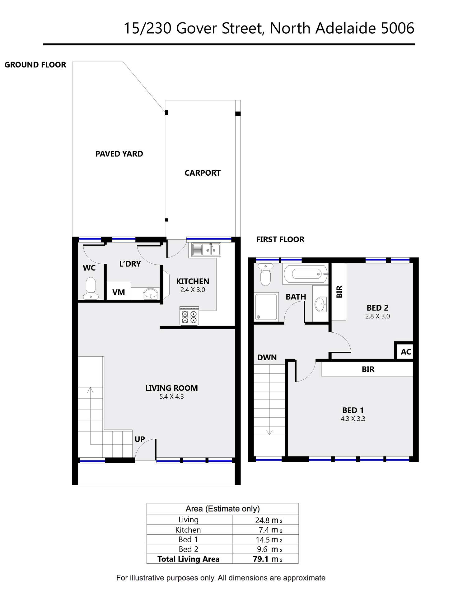 Floorplan of Homely townhouse listing, 15/230 Gover St, North Adelaide SA 5006