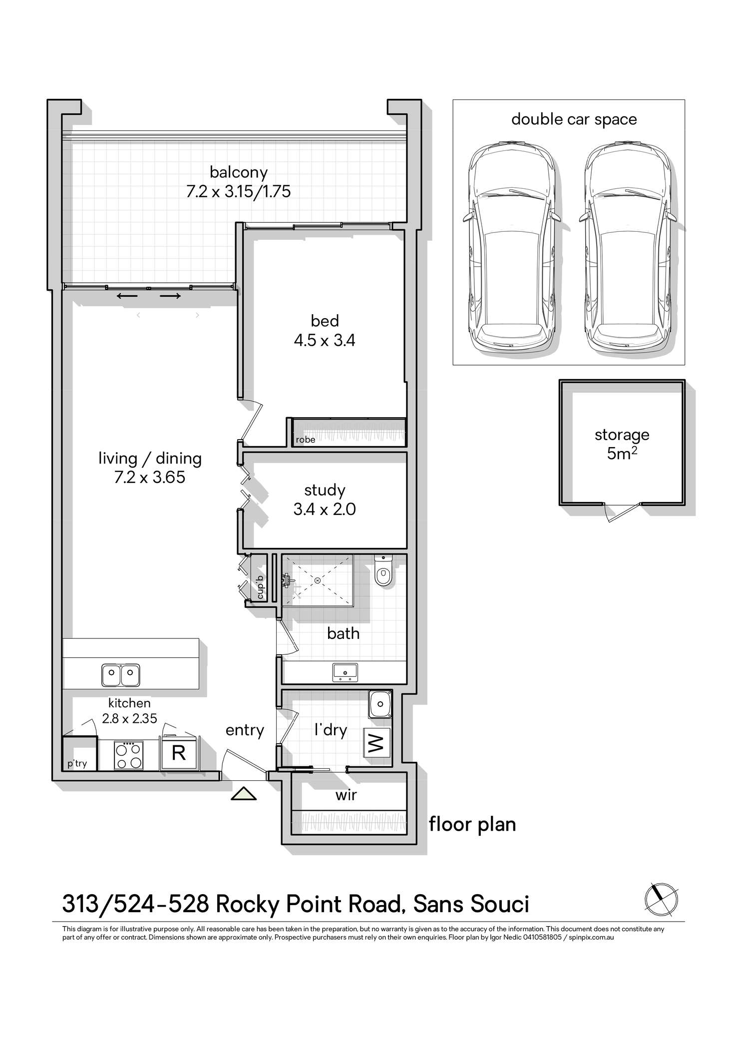 Floorplan of Homely apartment listing, 313/524 Rocky Point Road, Sans Souci NSW 2219