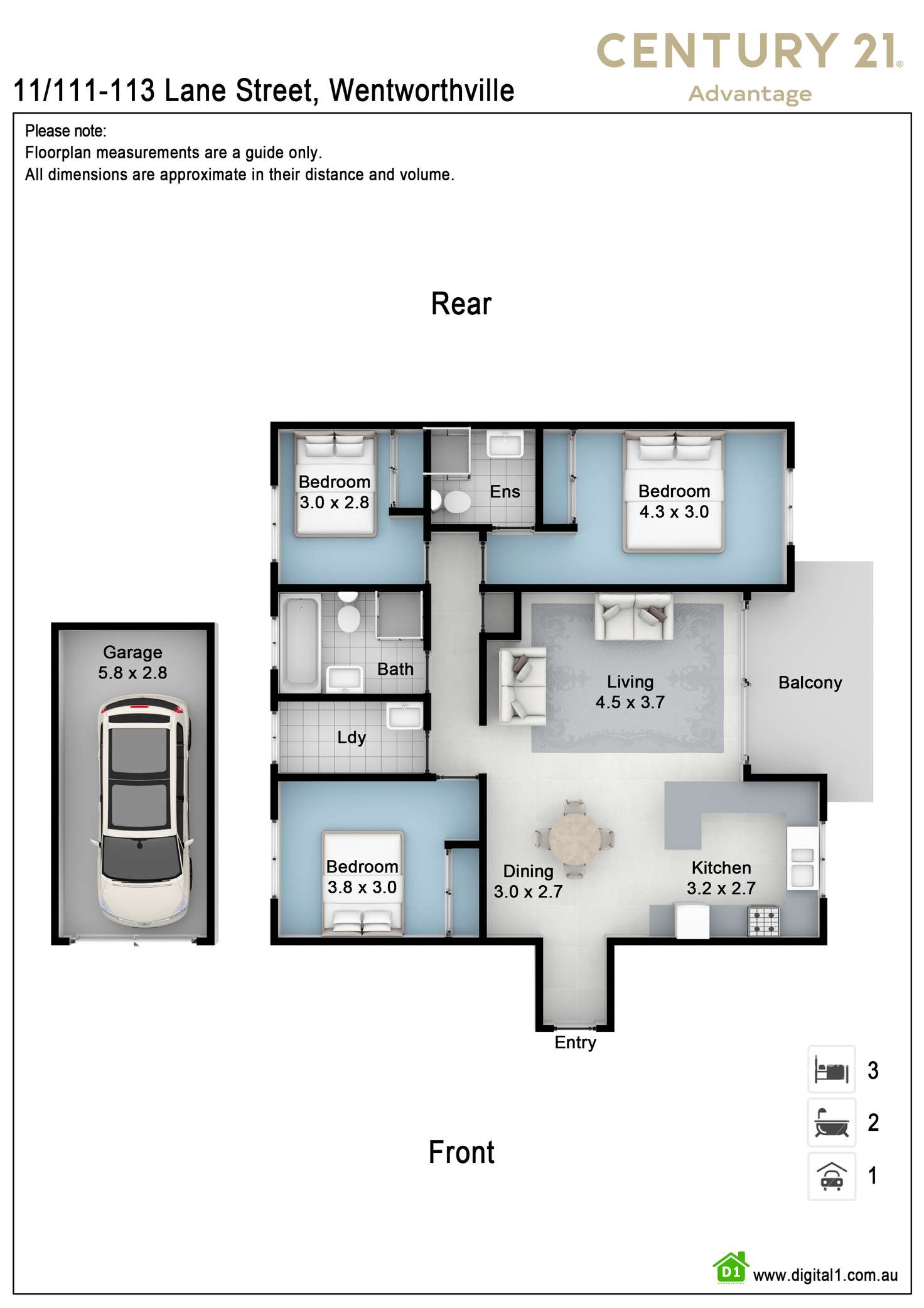 Floorplan of Homely apartment listing, 11/111-113 Lane Street, Wentworthville NSW 2145