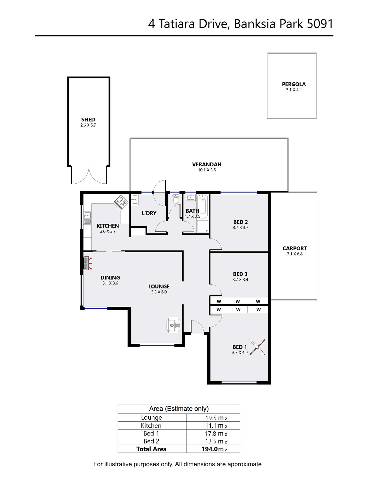Floorplan of Homely house listing, 4 Tatiara Drive, Banksia Park SA 5091
