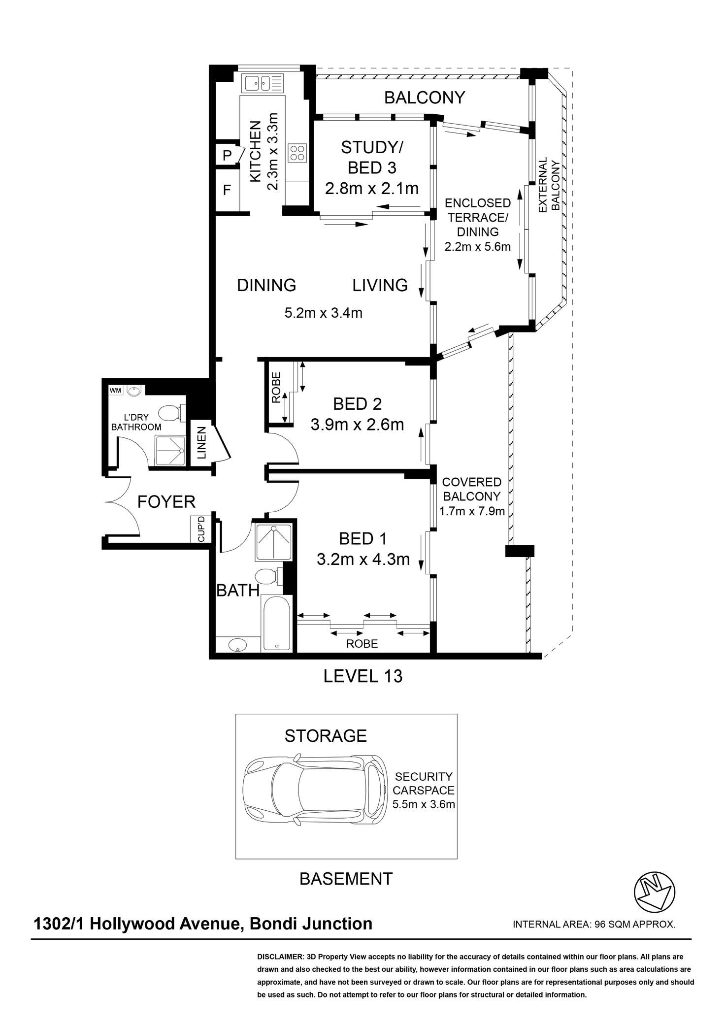 Floorplan of Homely apartment listing, 1302/1 Hollywood Avenue, Bondi Junction NSW 2022