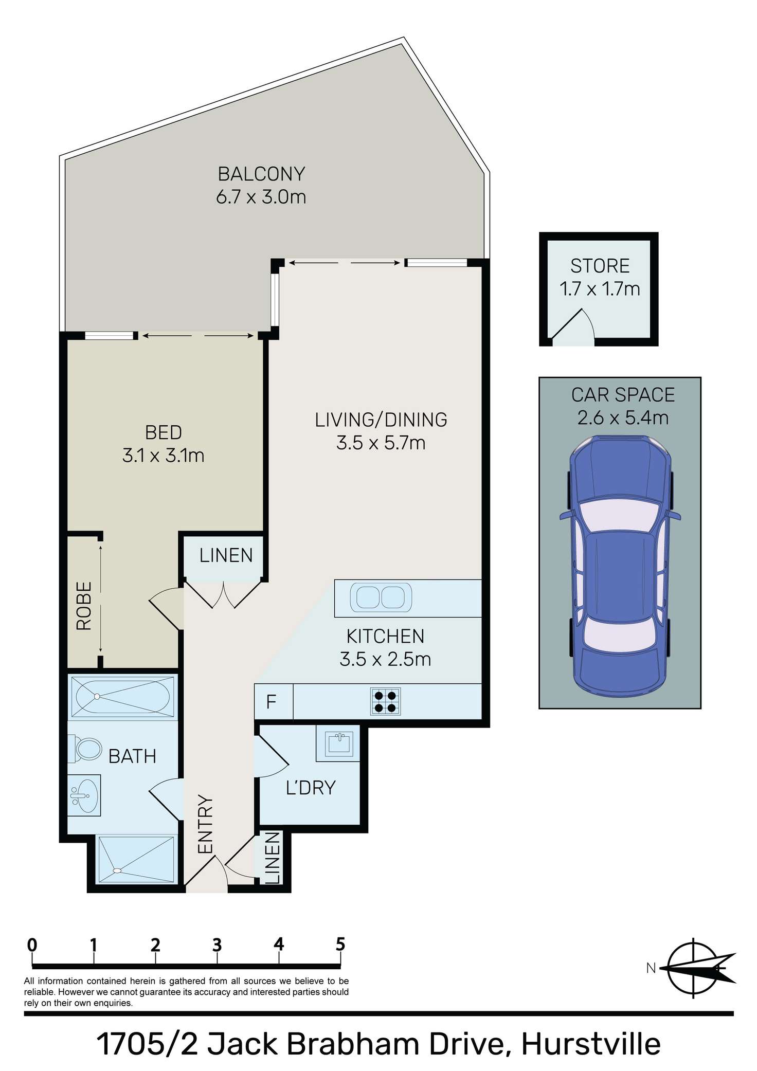 Floorplan of Homely apartment listing, 1705/2 Jack Brabham Drive, Hurstville NSW 2220