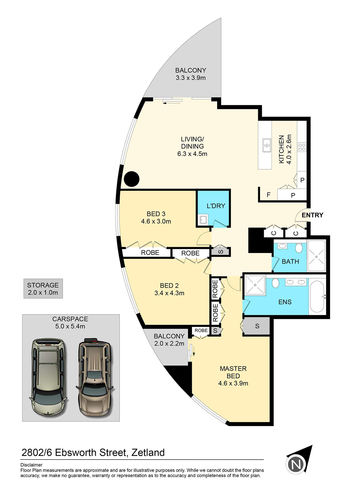 Floorplan of Homely apartment listing, 2802/6 Ebsworth Street, Zetland NSW 2017