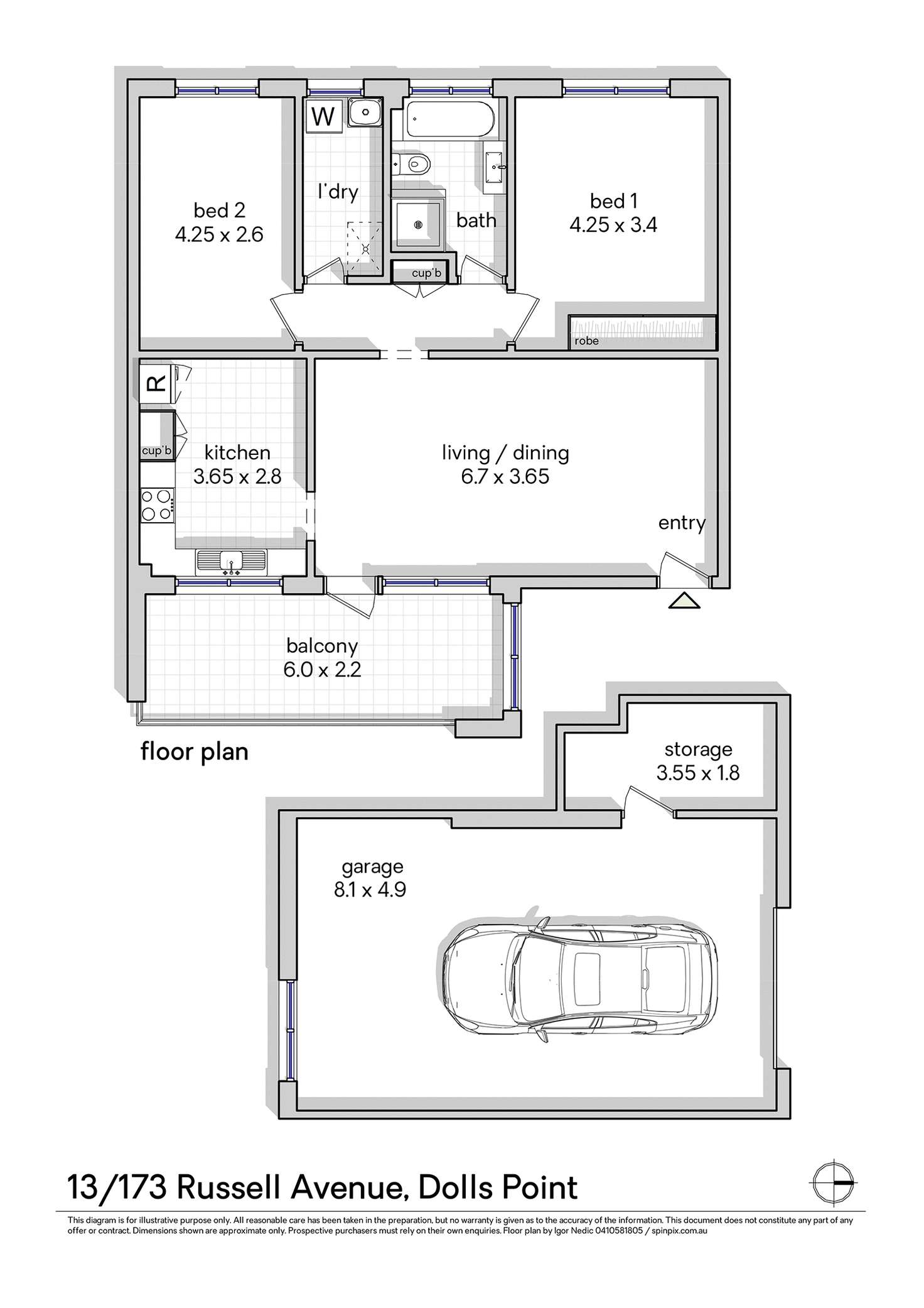 Floorplan of Homely apartment listing, 13/173 Russell Avenue, Dolls Point NSW 2219