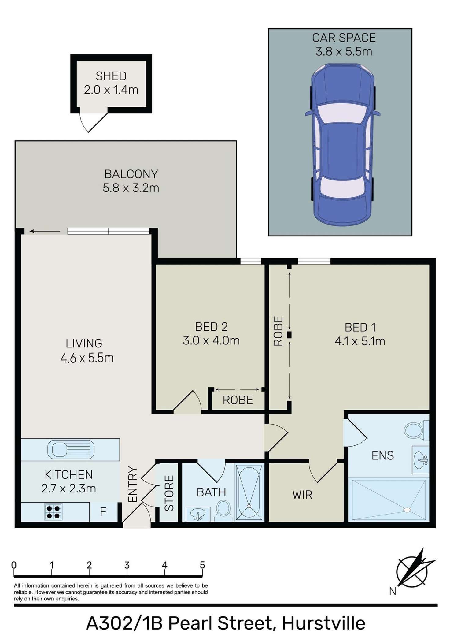 Floorplan of Homely apartment listing, A302/1B Pearl Street, Hurstville NSW 2220