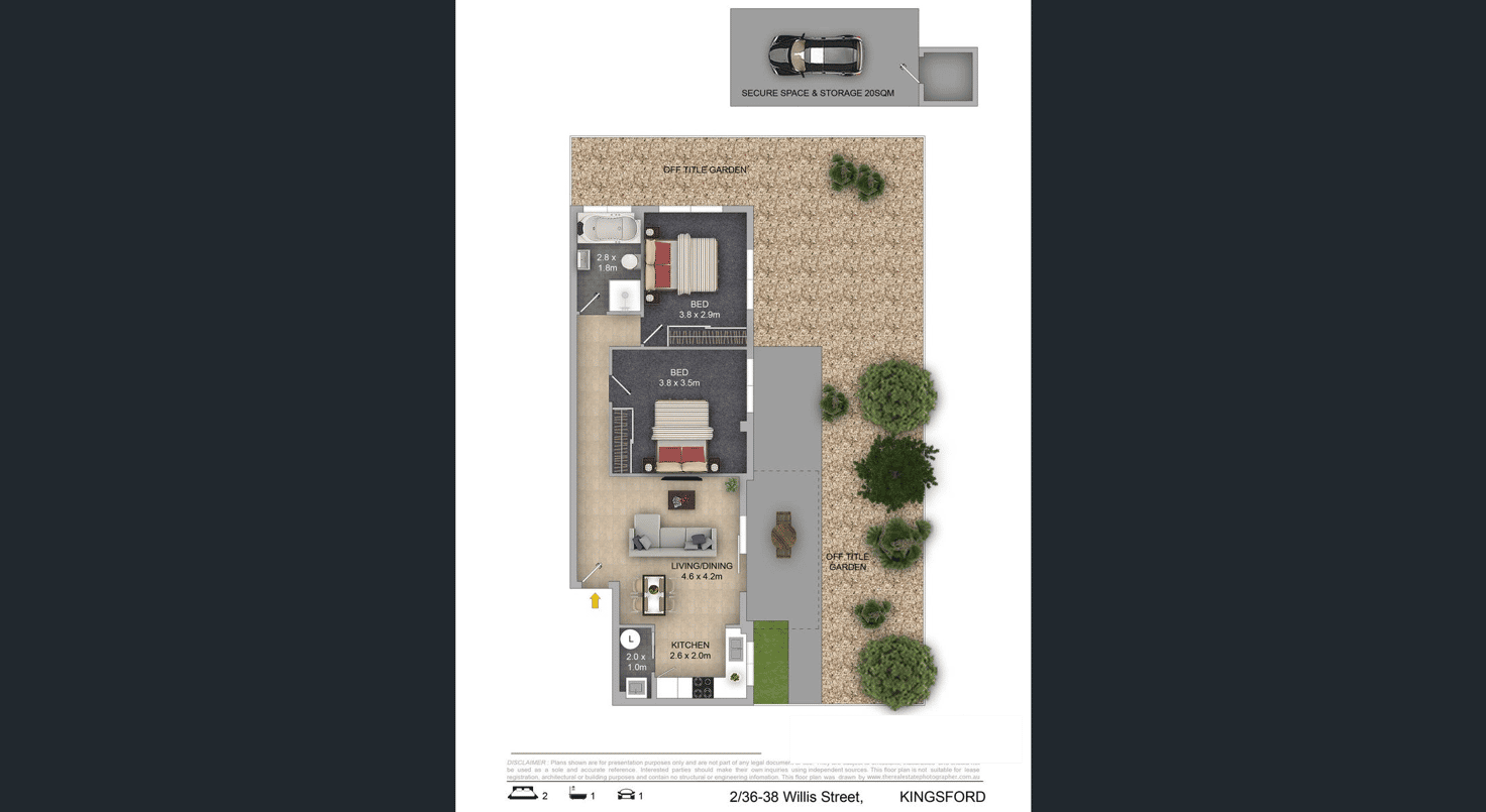 Floorplan of Homely apartment listing, 2/36-38 Willis Street, Kingsford NSW 2032