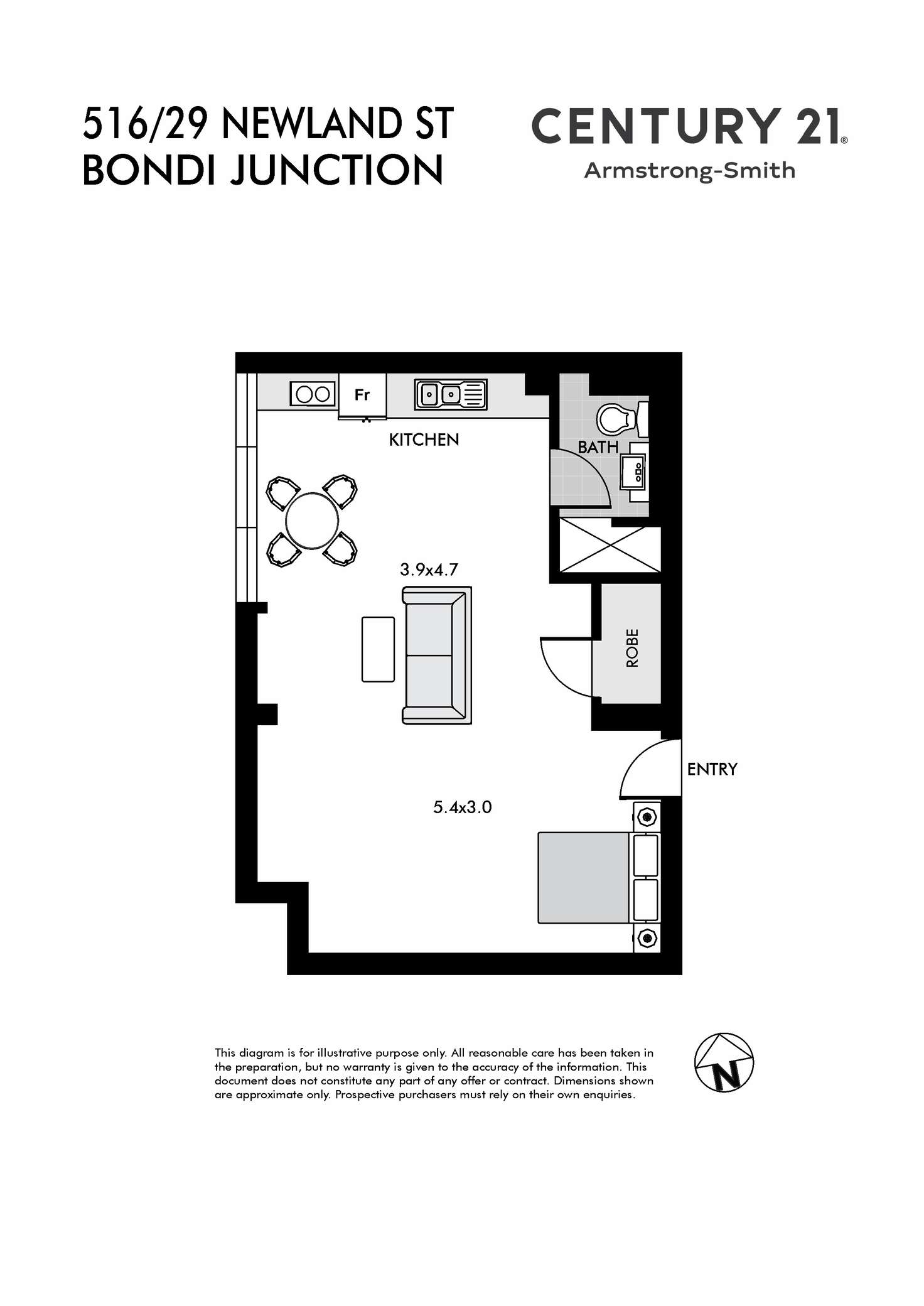 Floorplan of Homely apartment listing, 516/29 Newland Street, Bondi Junction NSW 2022