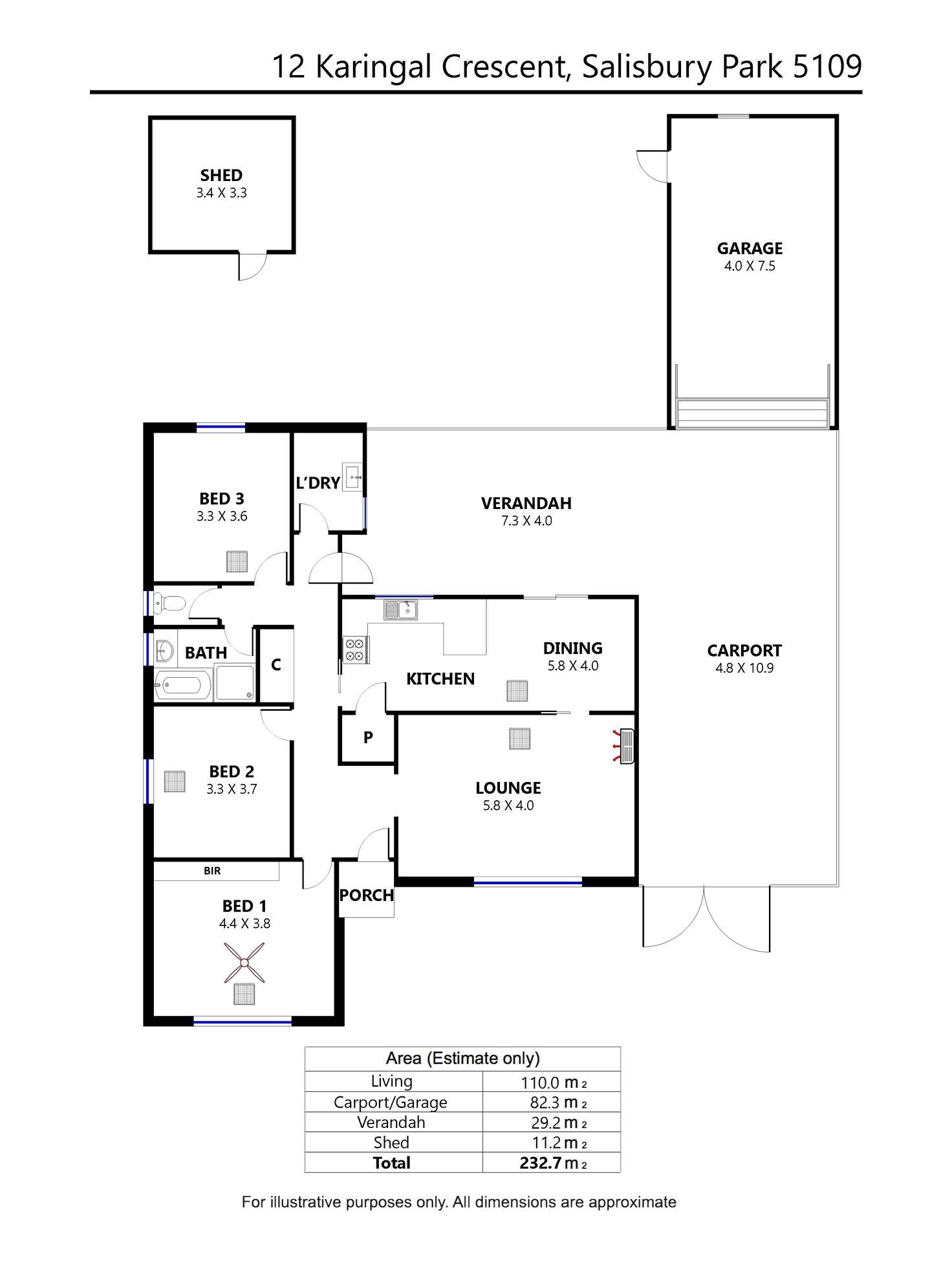 Floorplan of Homely house listing, 12 Karingal Crescent, Salisbury Park SA 5109