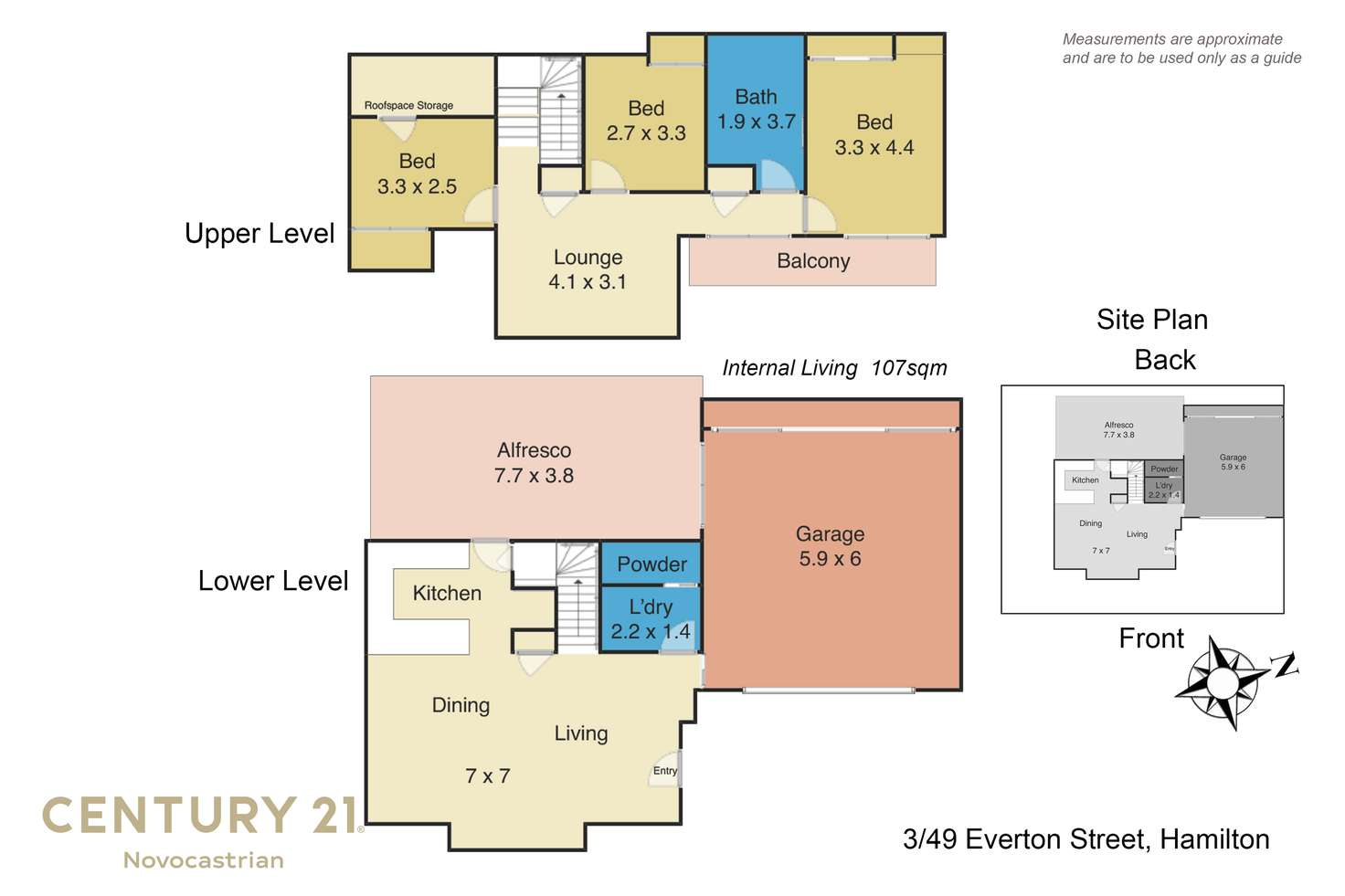 Floorplan of Homely townhouse listing, 3/49 Everton Street, Hamilton NSW 2303