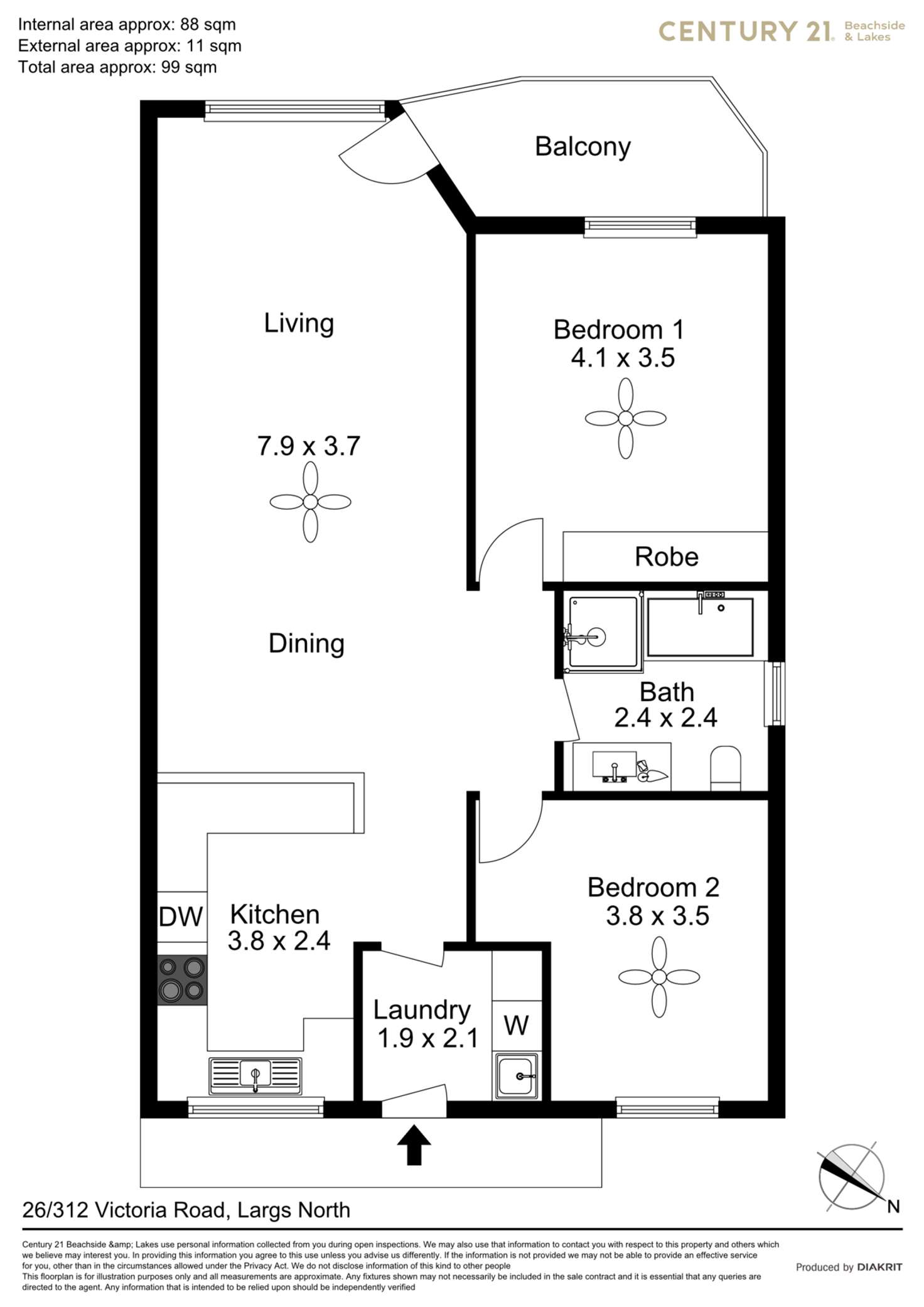 Floorplan of Homely unit listing, 26/312 Victoria Road, Largs North SA 5016