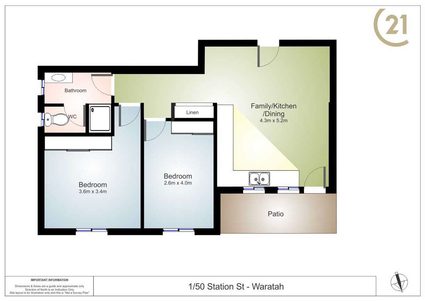 Floorplan of Homely unit listing, 1/50 Station Street, Waratah NSW 2298