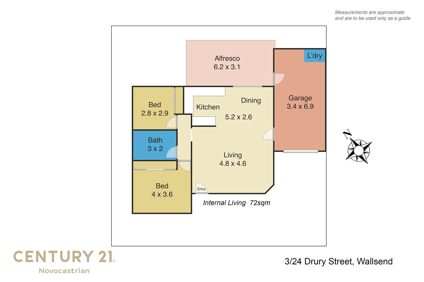 Floorplan of Homely apartment listing, 3/24 Drury Street, Wallsend NSW 2287