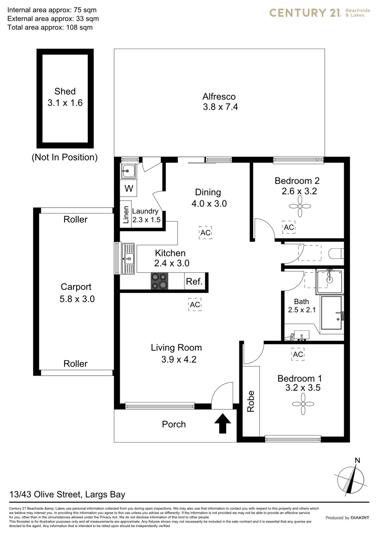 Floorplan of Homely unit listing, 43 Olive Street, Largs Bay SA 5016