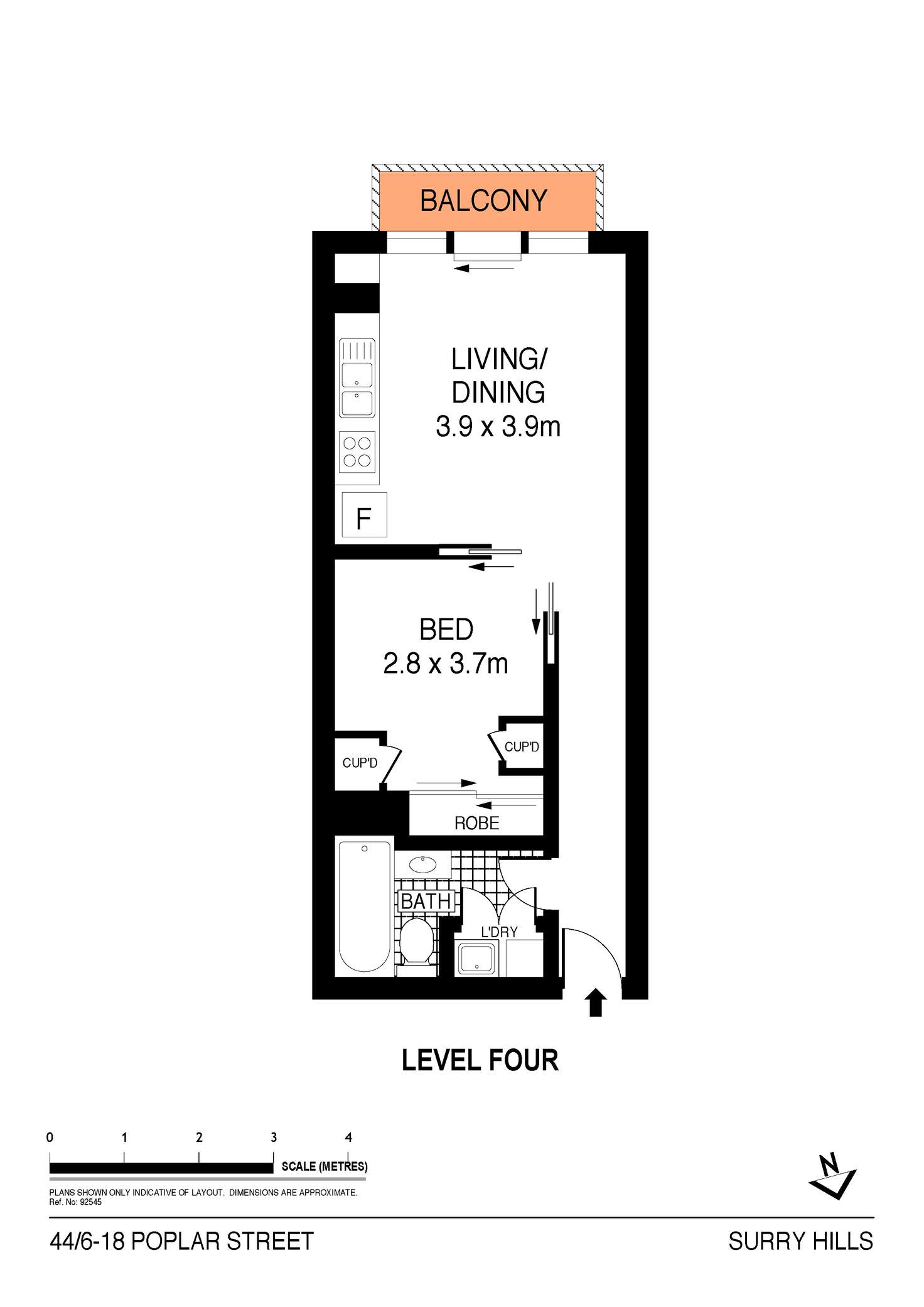 Floorplan of Homely apartment listing, 44/6-18 Poplar St, Surry Hills NSW 2010